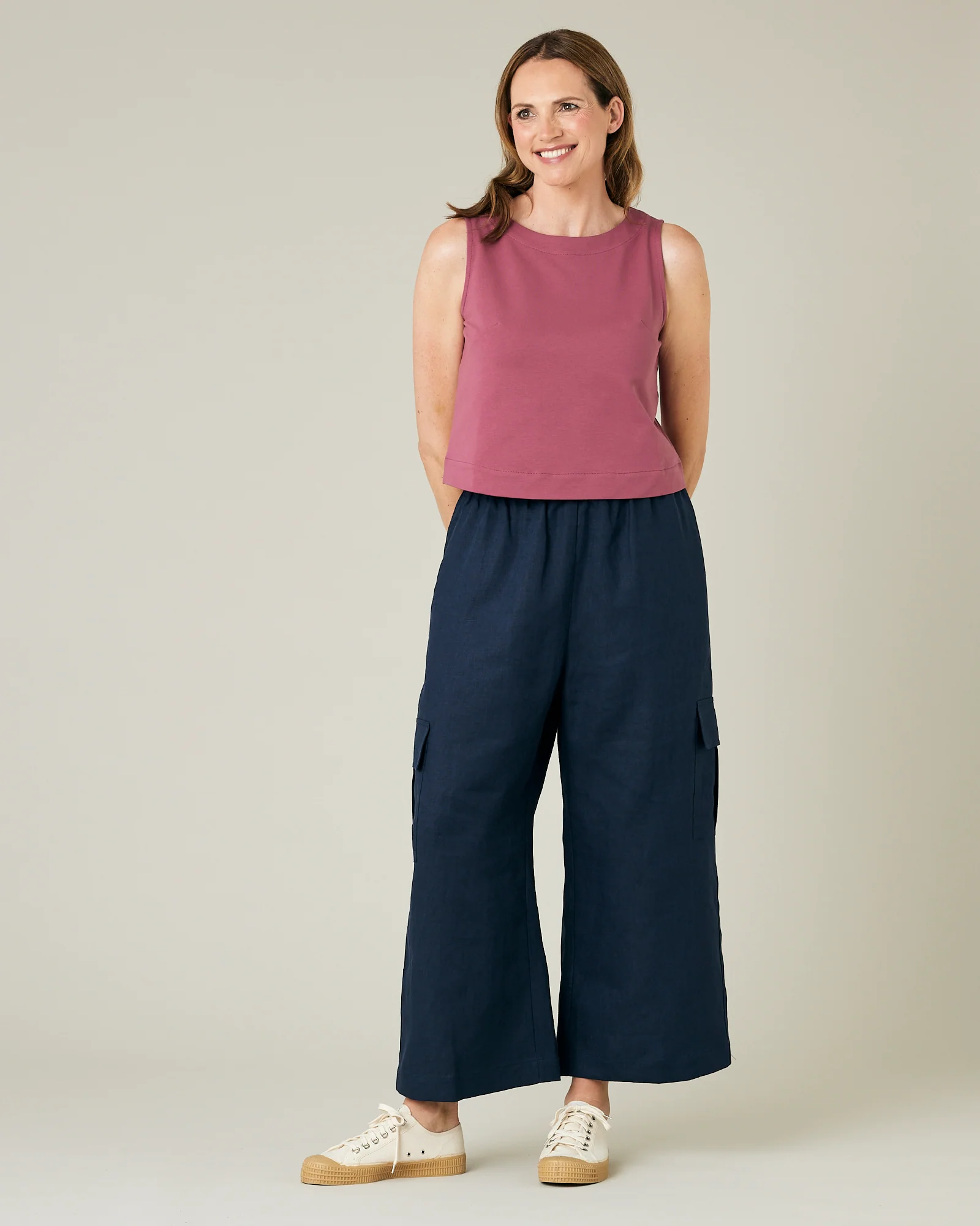 Orla Light Navy Linen Trousers - Image 10