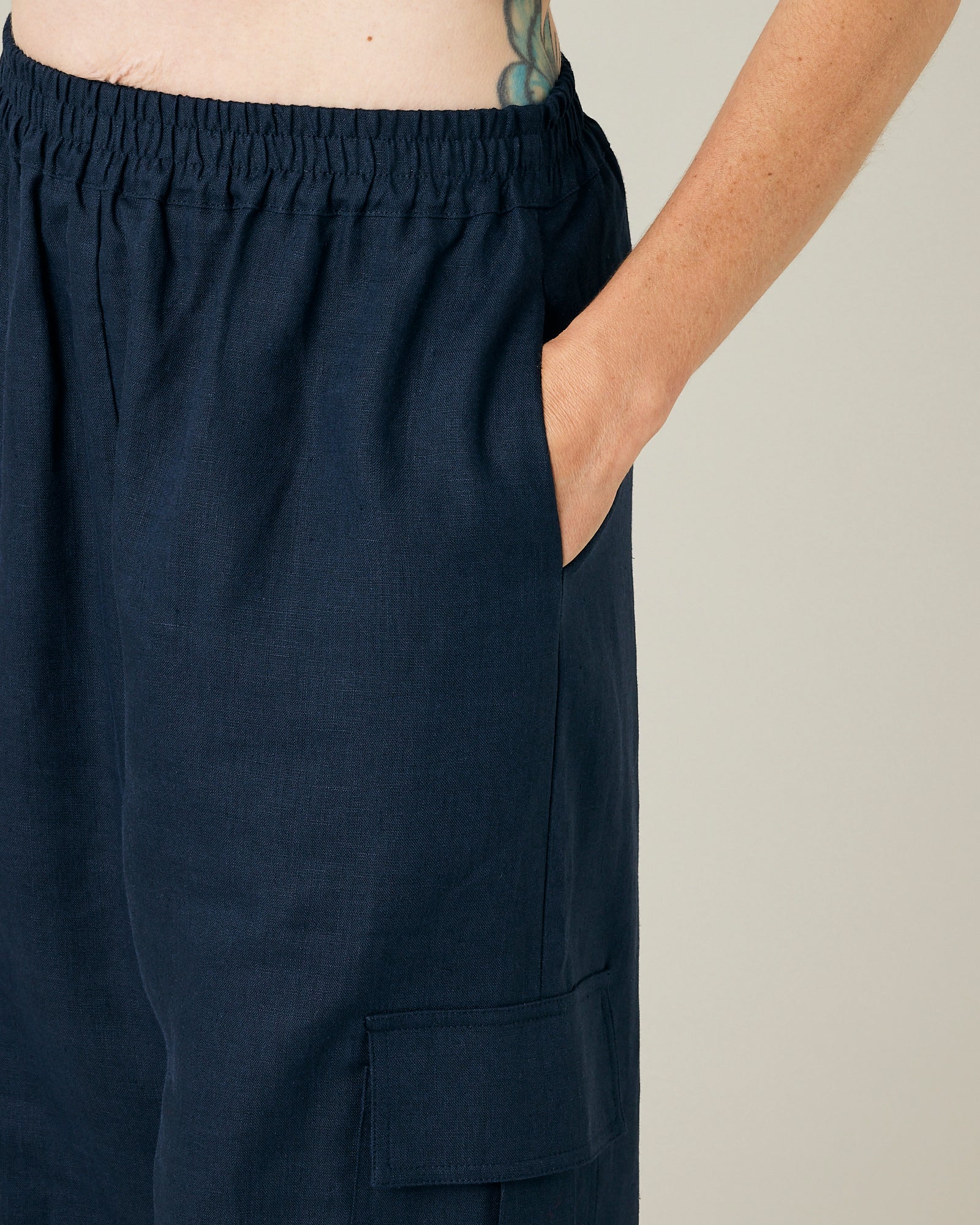 Orla Light Navy Linen Trousers - Image 11
