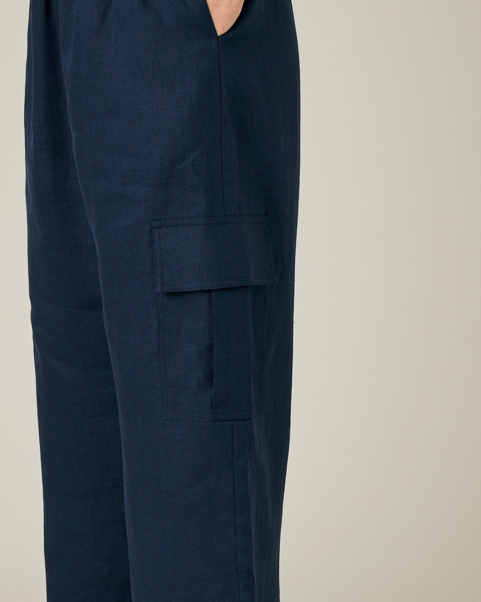 Orla Light Navy Linen Trousers - Image 12