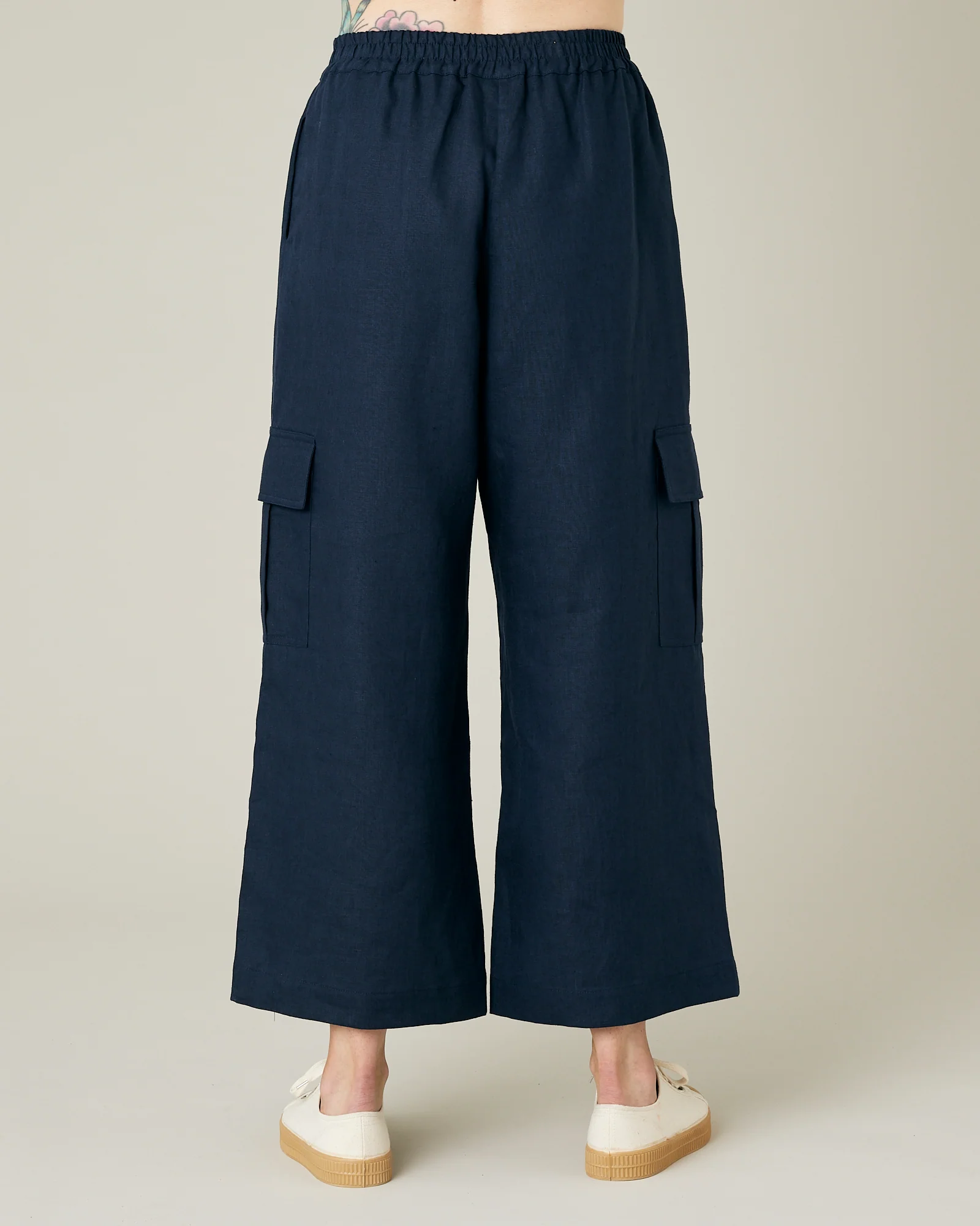 Orla Light Navy Linen Trousers - Image 3