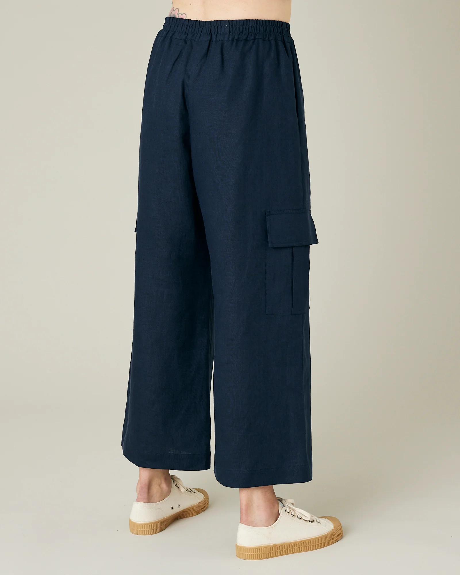 Orla Light Navy Linen Trousers - Image 4