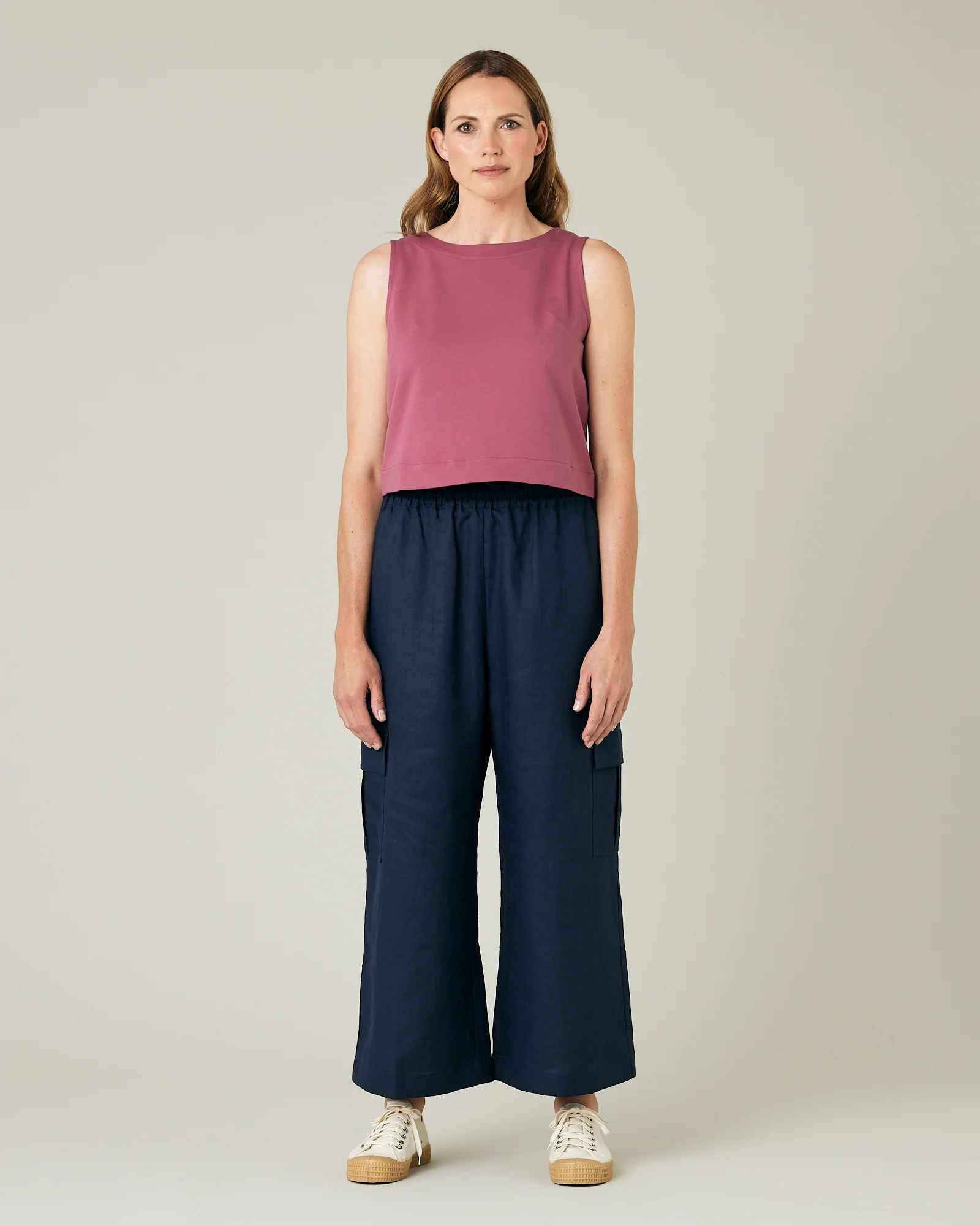 Orla Light Navy Linen Trousers - Image 5