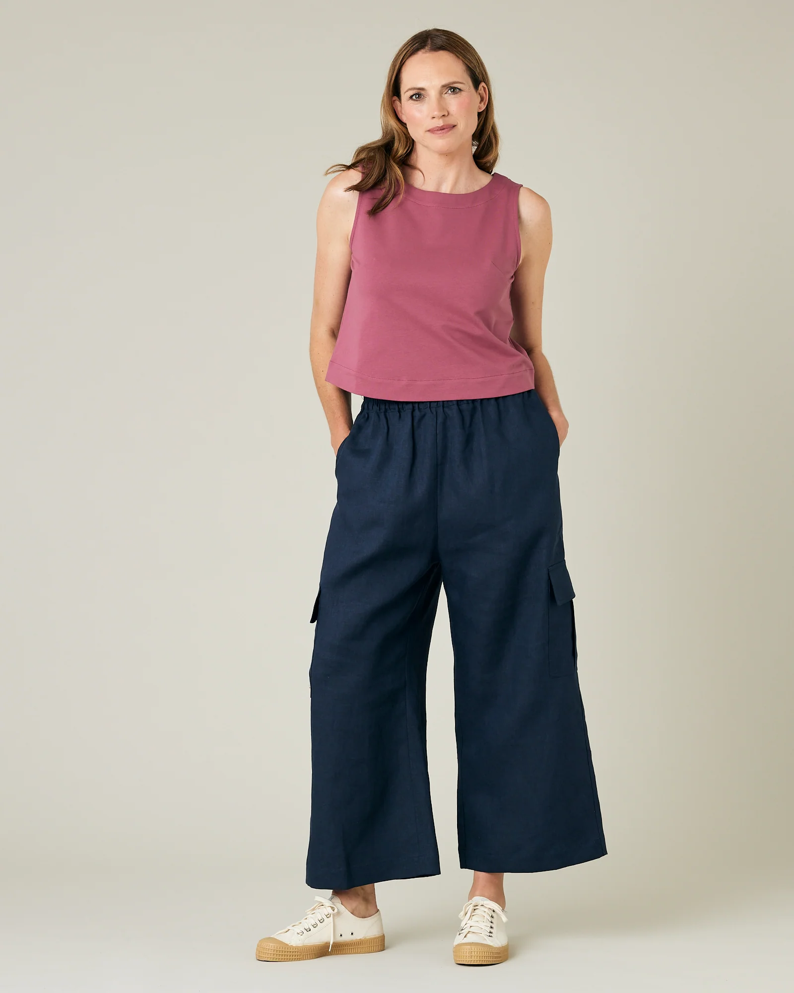 Orla Light Navy Linen Trousers - Image 9
