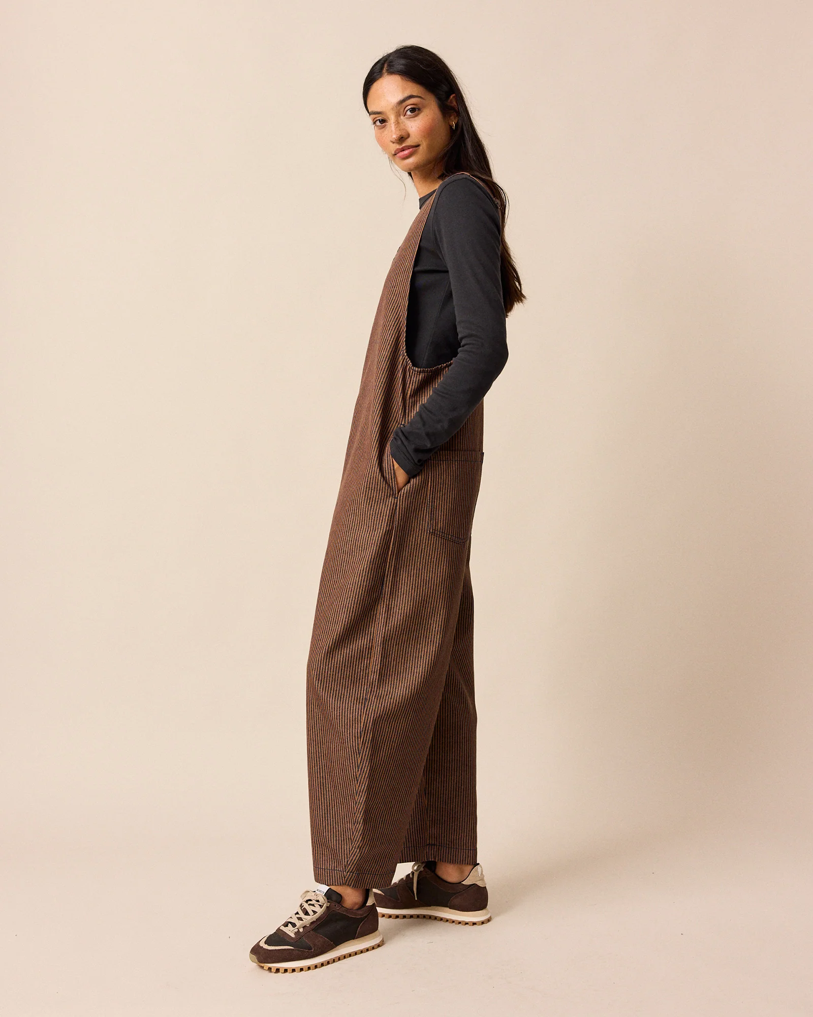 Ottie Rust Hickory Stripe Denim Jumpsuit - Image 2