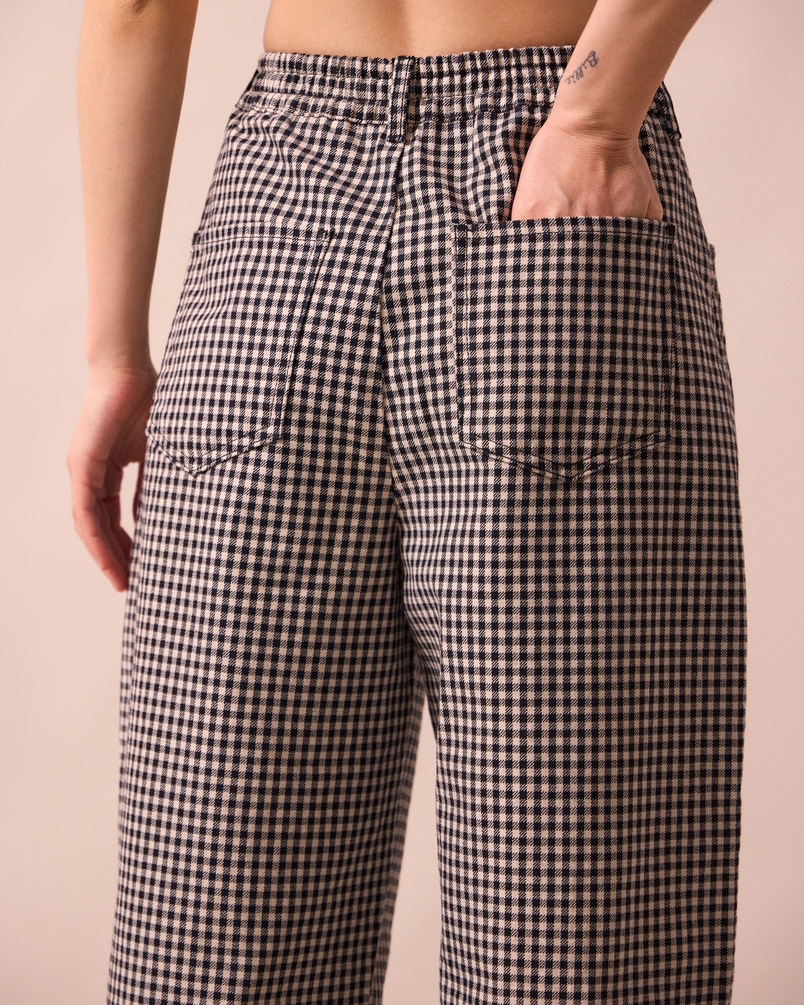 Remi Black & White Mini Gingham Denim Jeans - Image 3