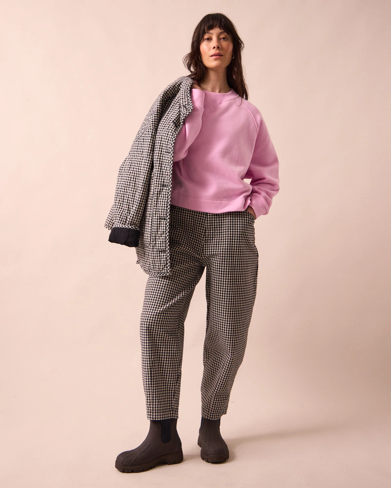 Remi Black & White Mini Gingham Denim Jeans - Image 4