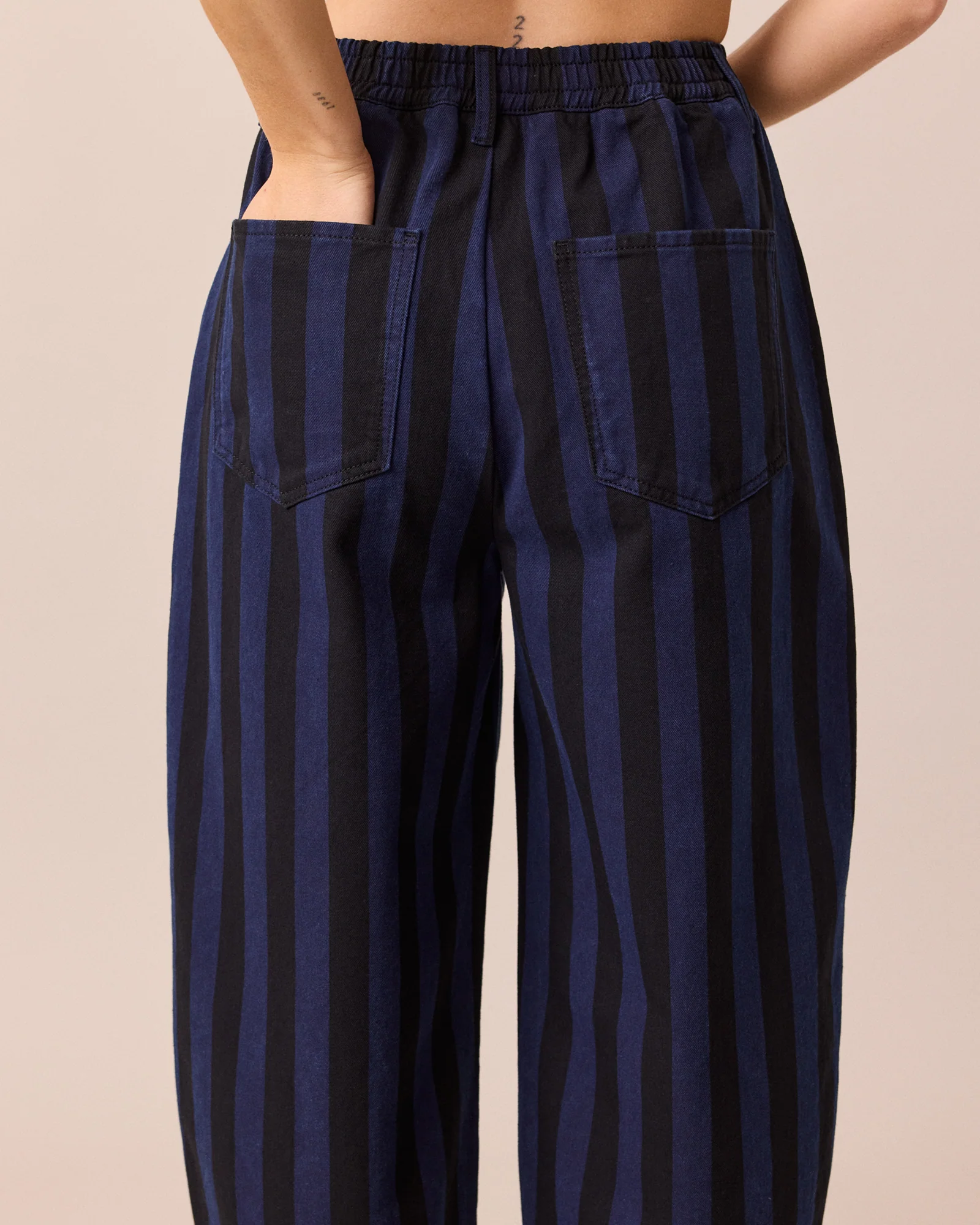 Remi Blue & Black Stripe Denim Jeans - Image 4