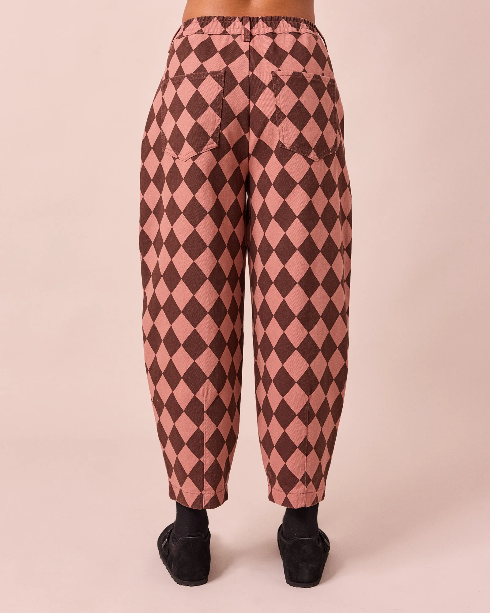 Remi Clay Pink & Chocolate Harlequin Denim Jeans - Image 4