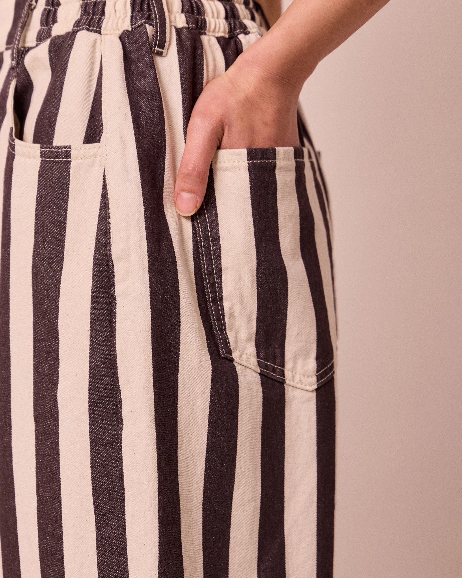 Remi Ecru & Chocolate Stripe Denim Jeans - Image 5