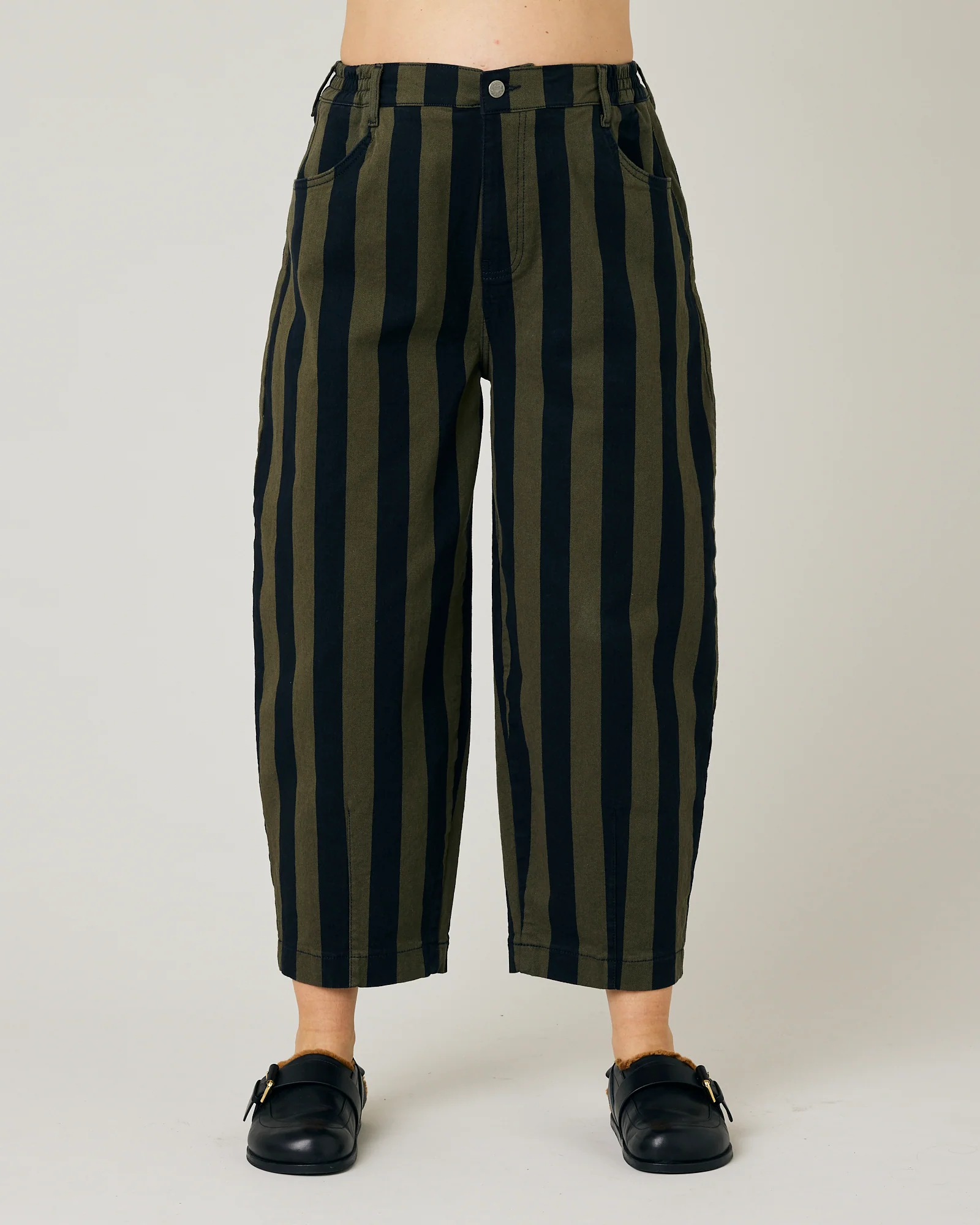 Remi Olive & Black Stripe Denim Jeans - Image 10