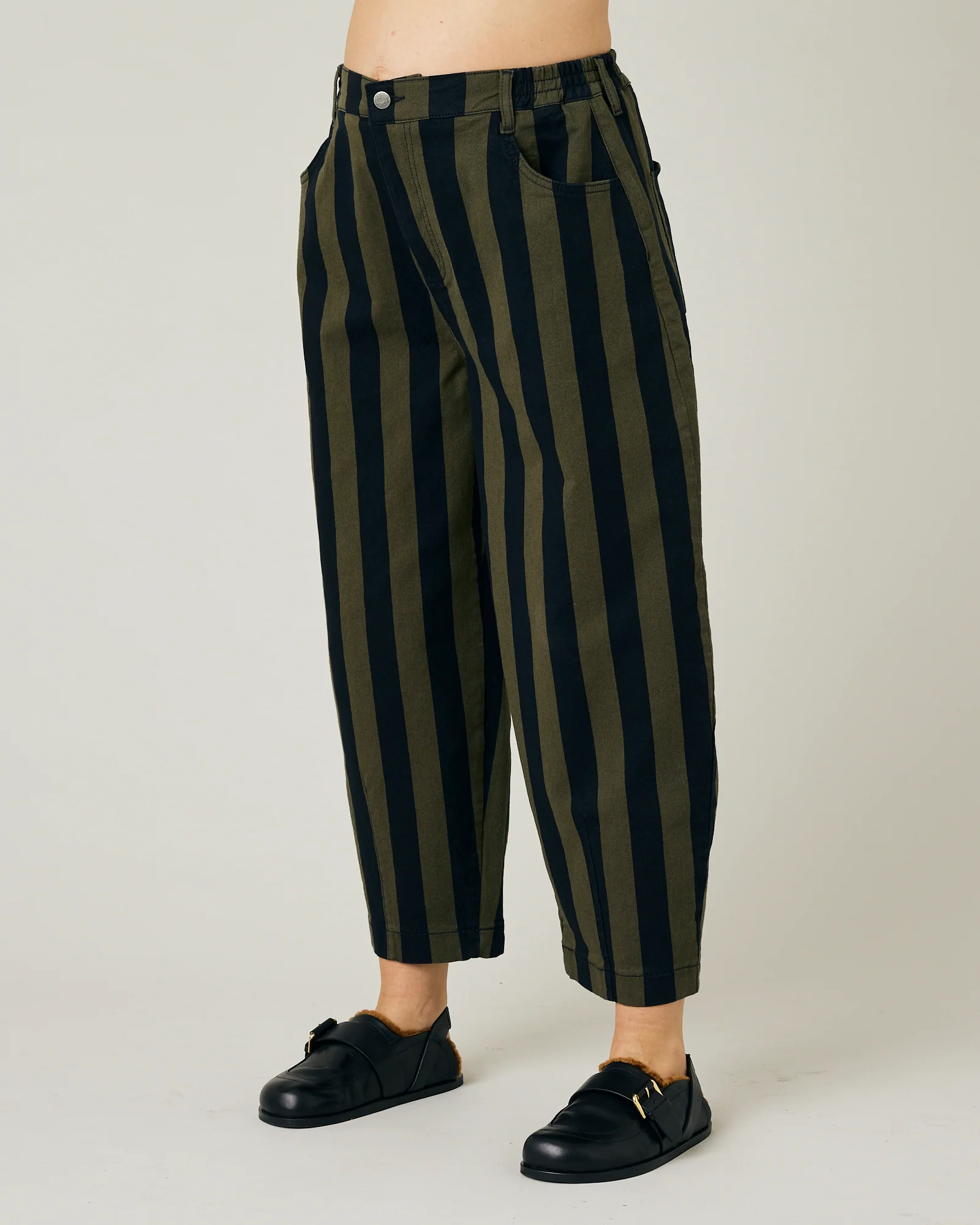 Remi Olive & Black Stripe Denim Jeans - Image 11