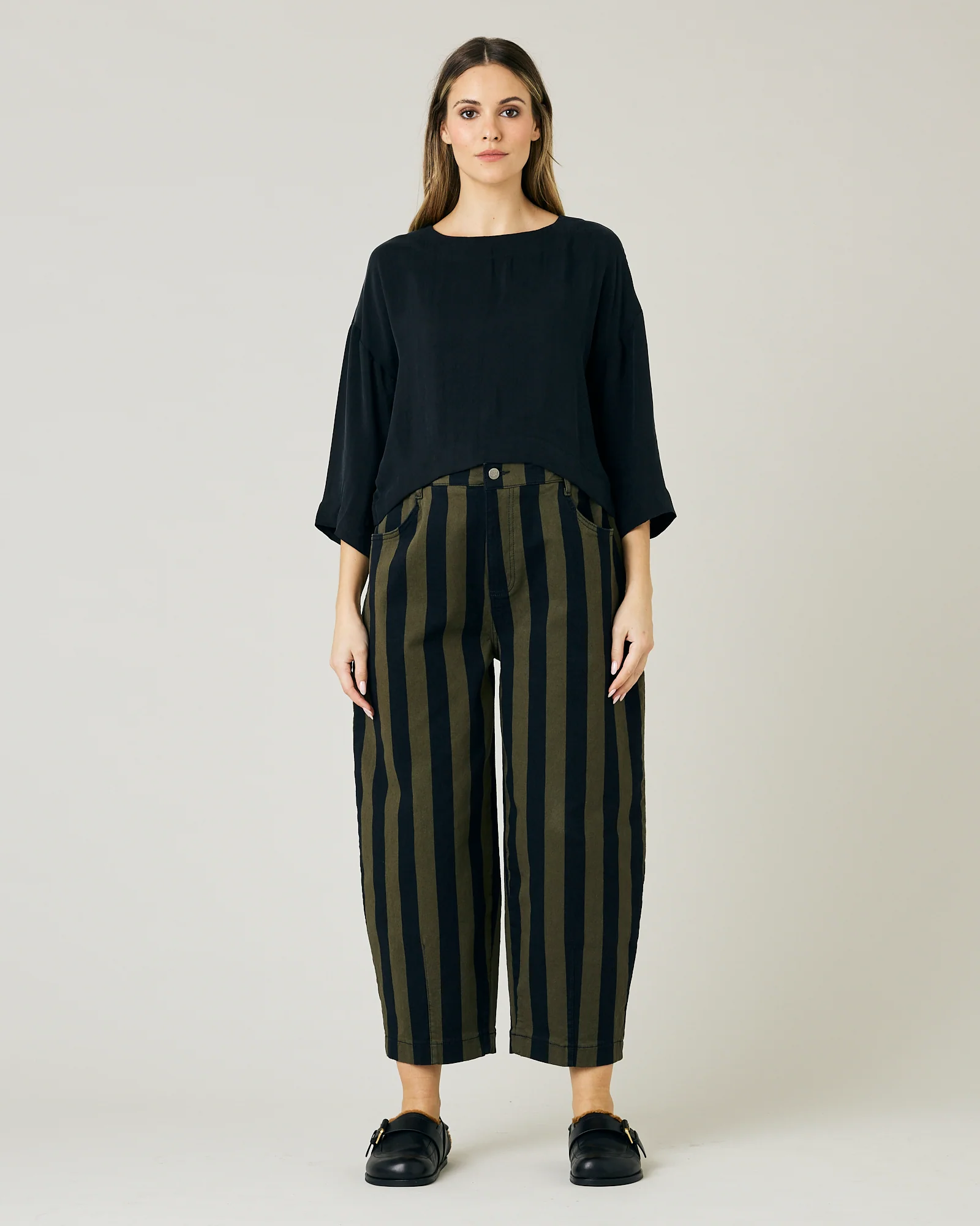 Remi Olive & Black Stripe Denim Jeans - Image 14