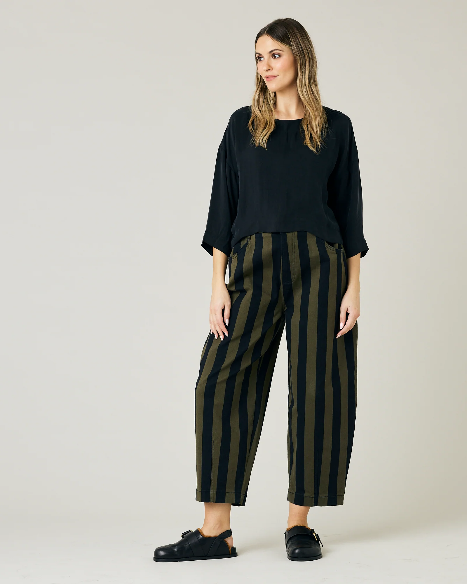 Remi Olive & Black Stripe Denim Jeans - Image 15