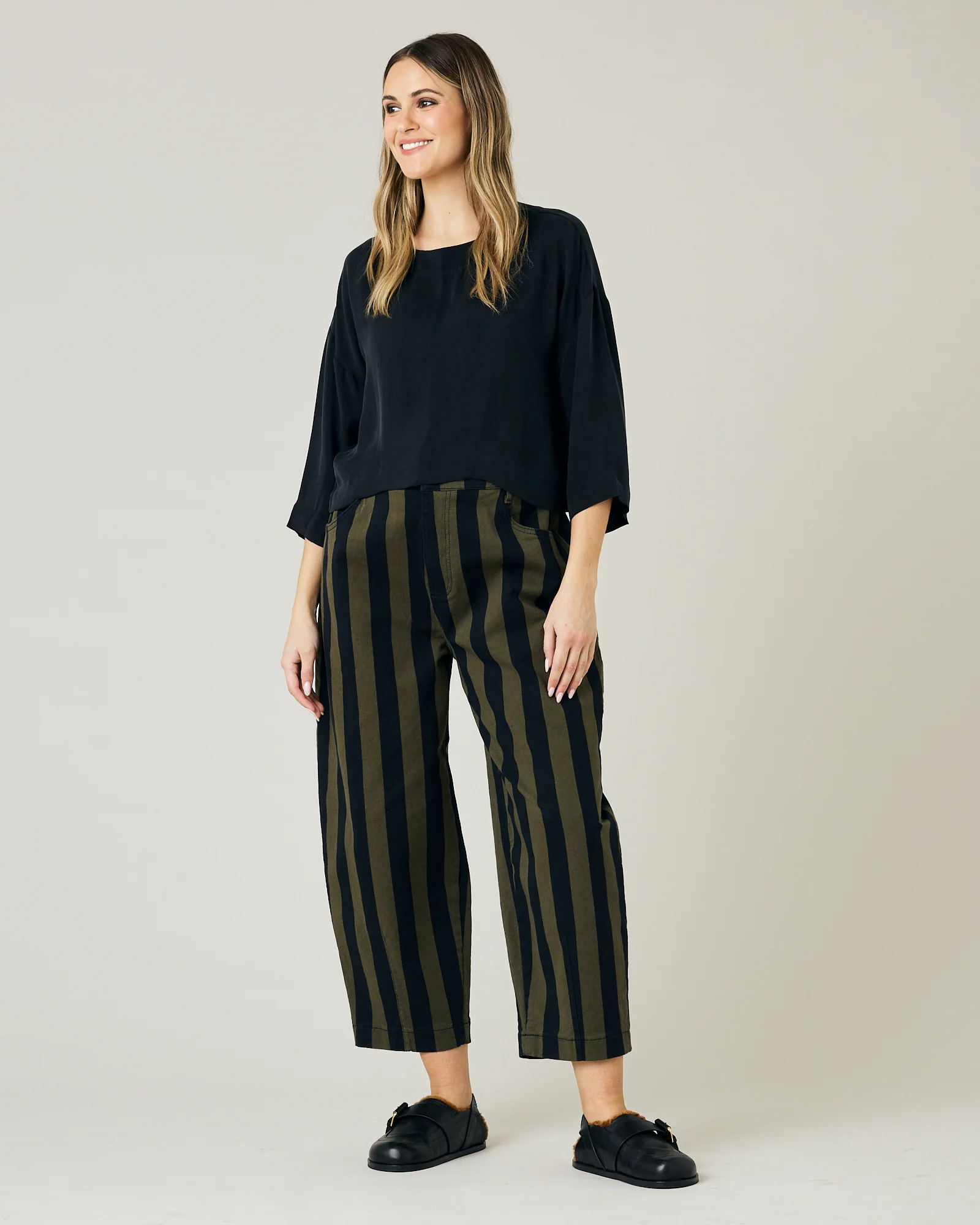 Remi Olive & Black Stripe Denim Jeans - Image 16