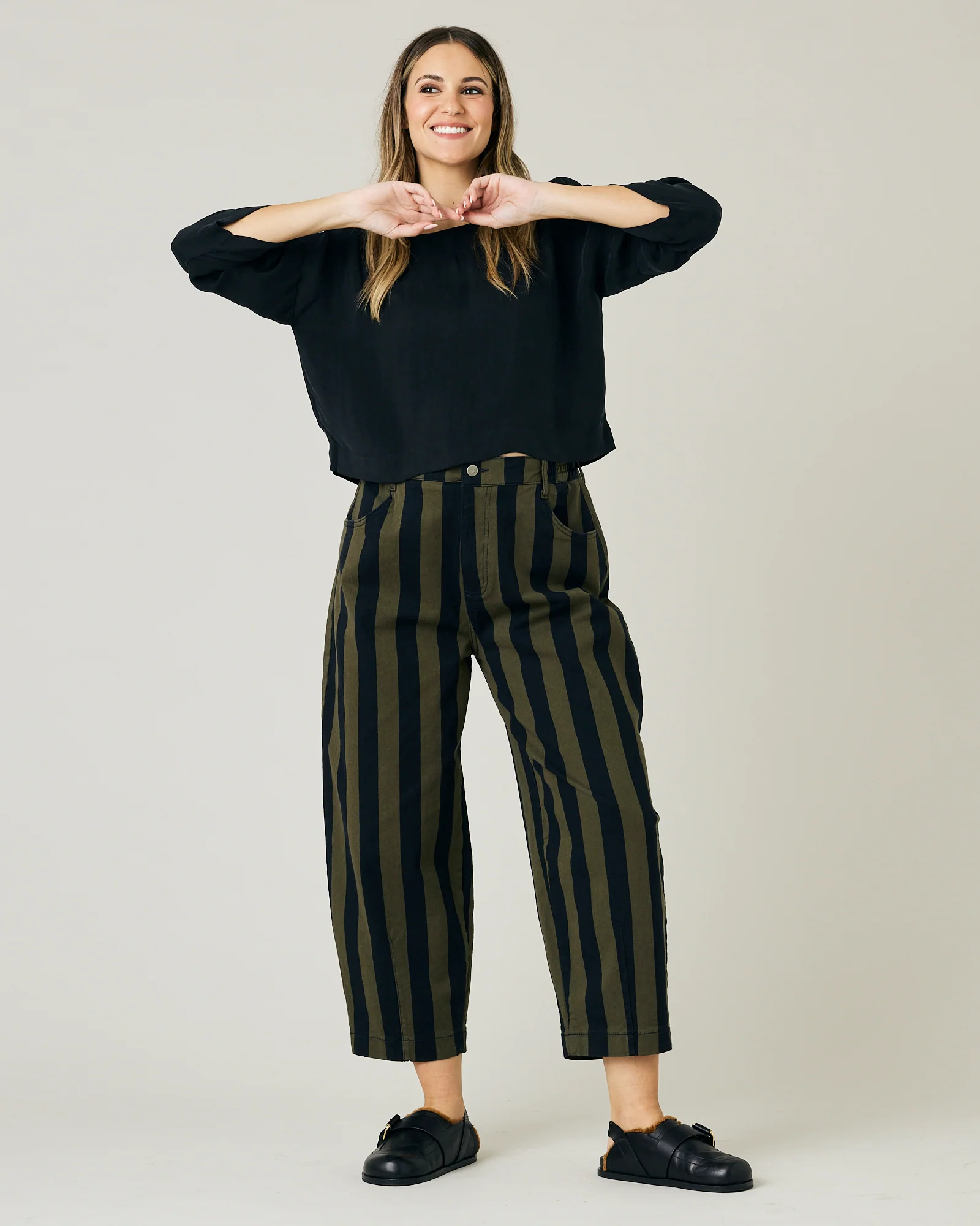 Remi Olive & Black Stripe Denim Jeans - Image 17