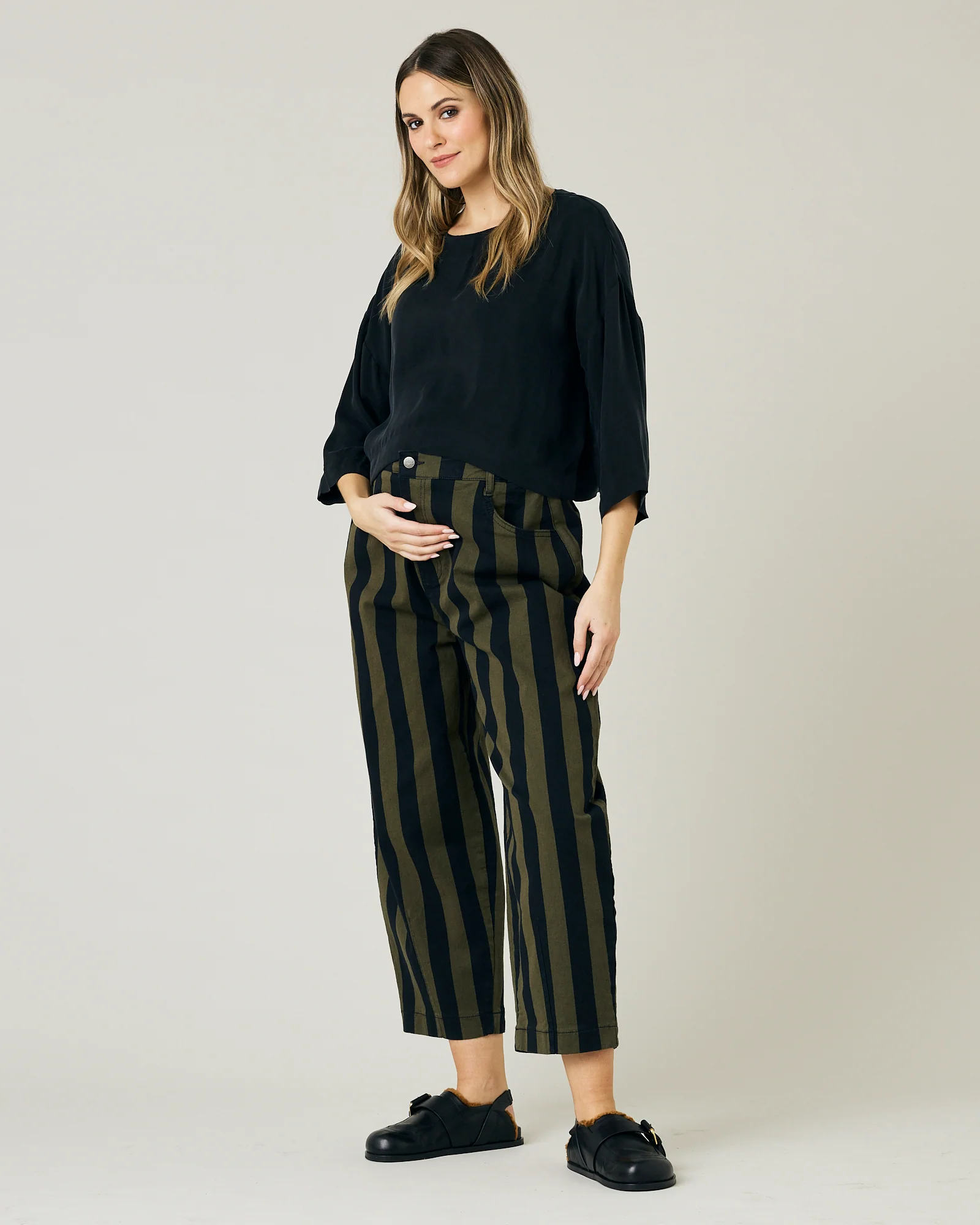Remi Olive & Black Stripe Denim Jeans - Image 18