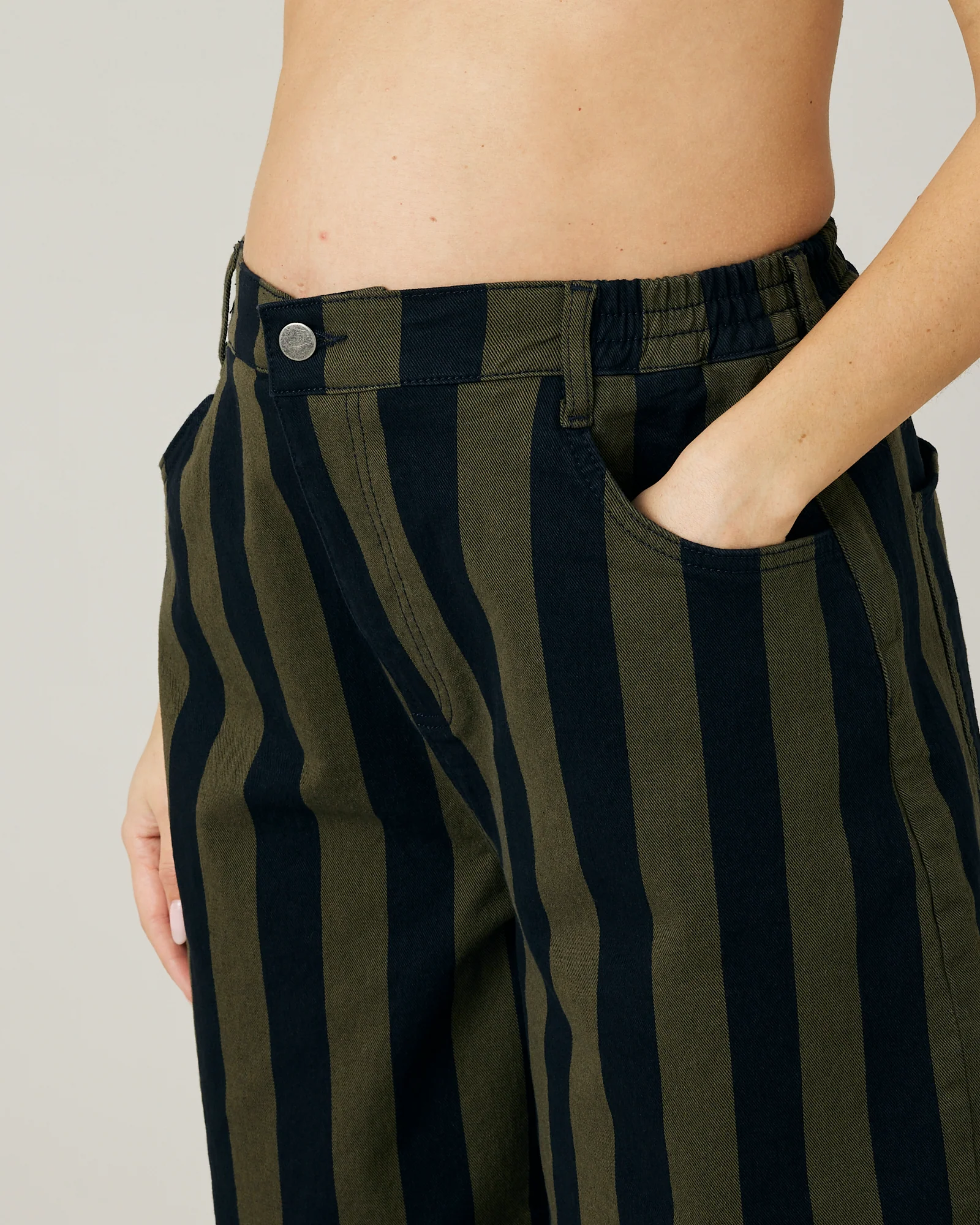 Remi Olive & Black Stripe Denim Jeans - Image 19