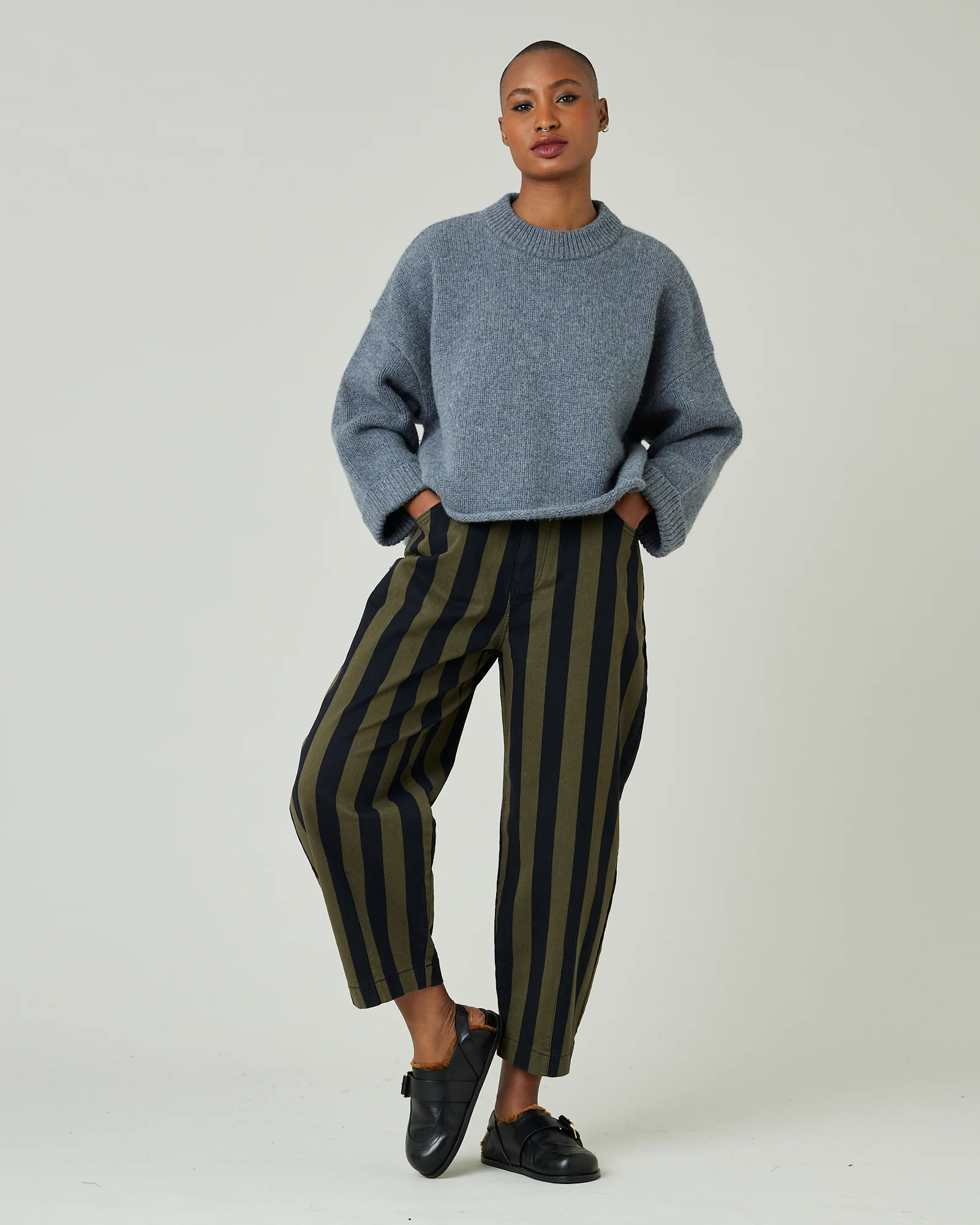 Remi Olive & Black Stripe Denim Jeans - Image 6