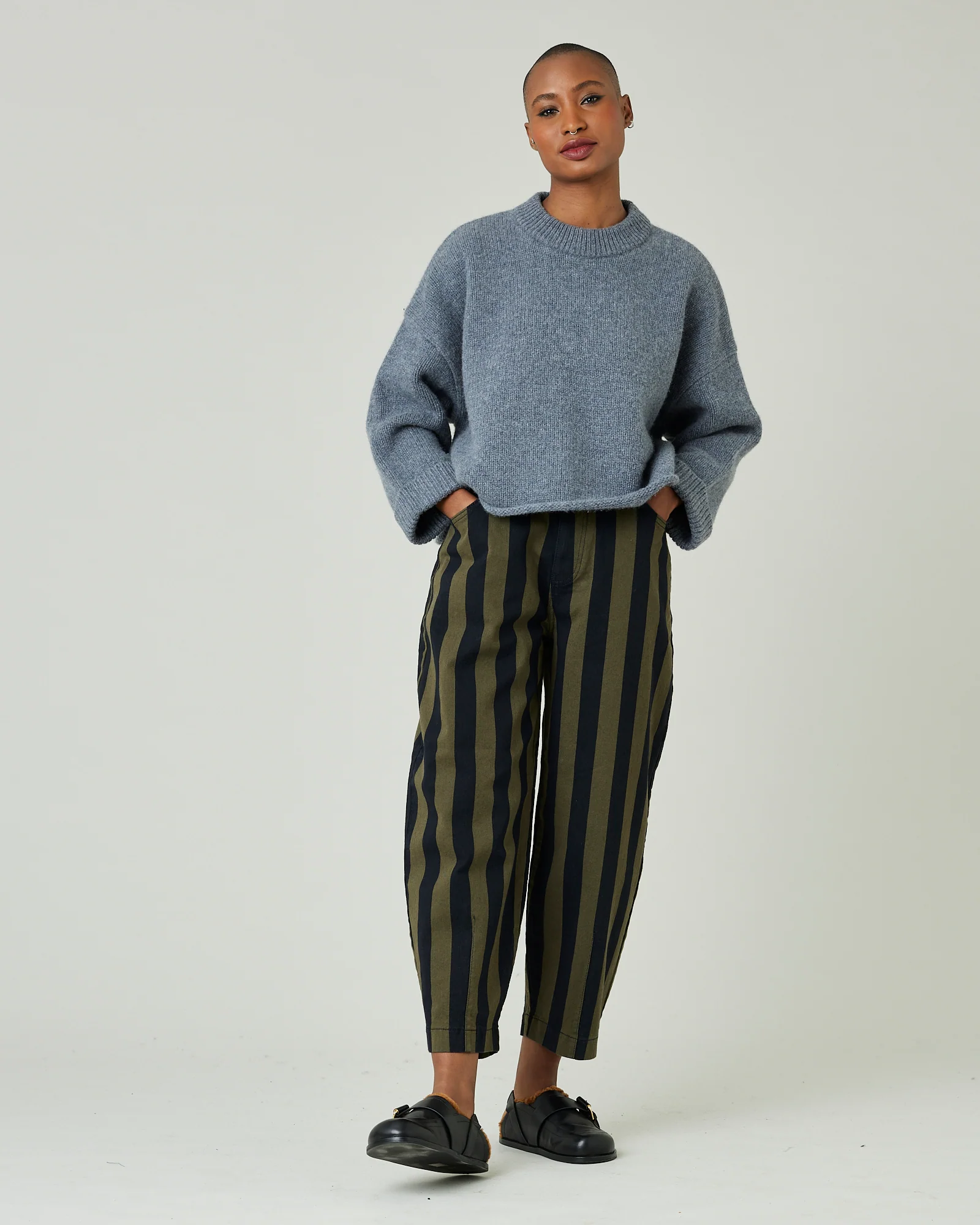 Remi Olive & Black Stripe Denim Jeans - Image 7