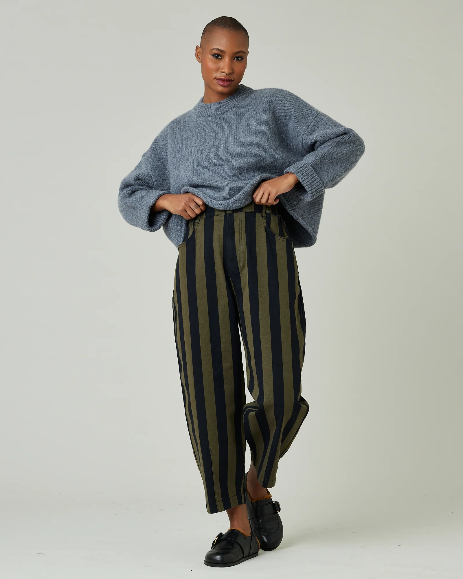 Remi Olive & Black Stripe Denim Jeans - Image 8