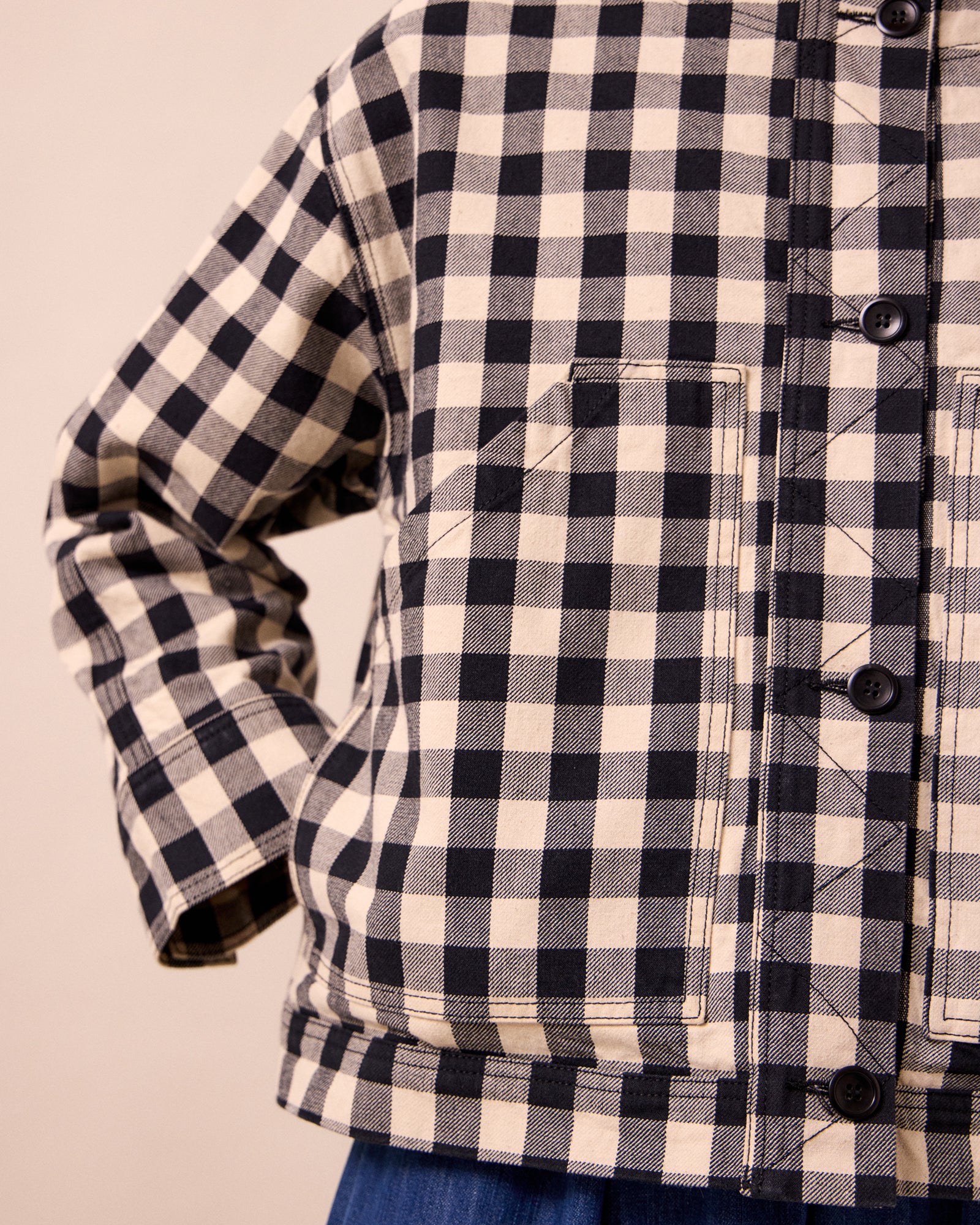 Rosa Black & White Check Denim Jacket - Image 5