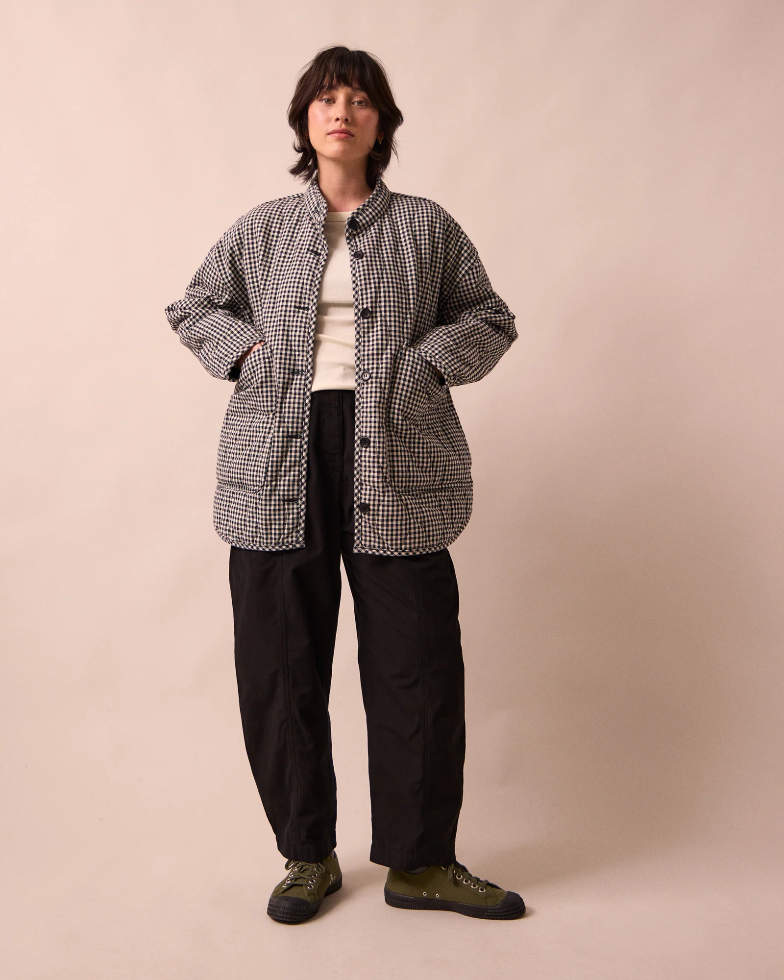 Rue Black & White Mini Gingham Denim Jacket - Image 4