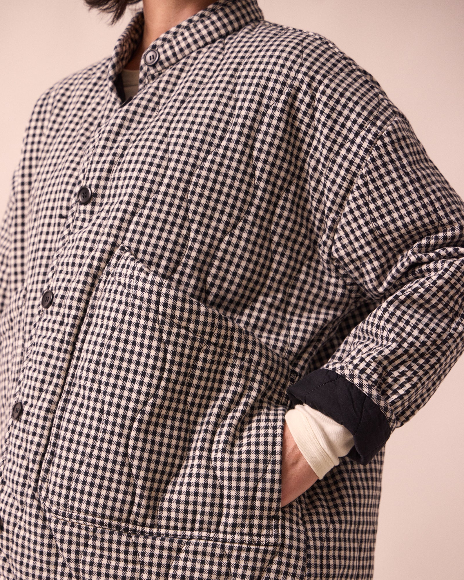 Rue Black & White Mini Gingham Denim Jacket - Image 5