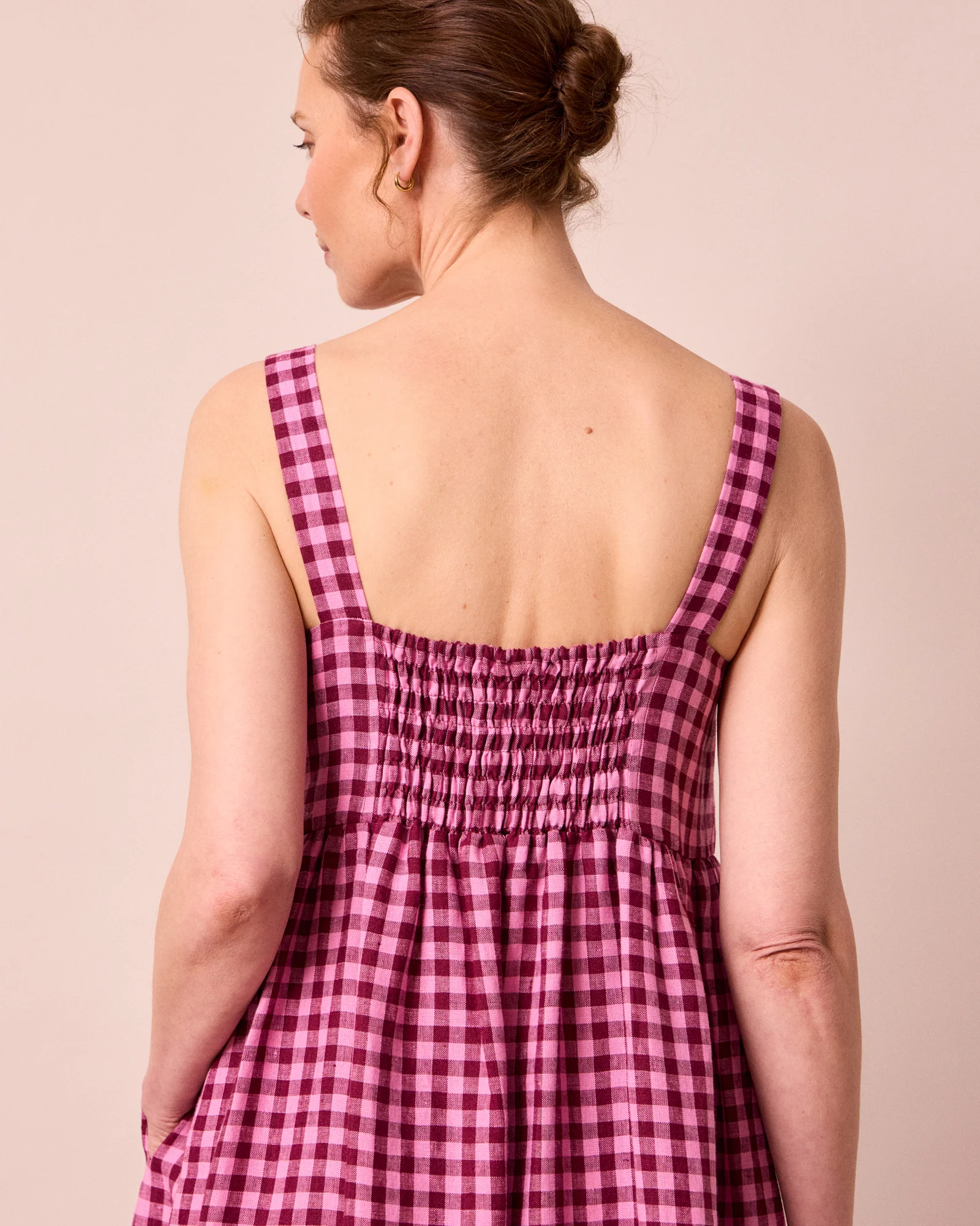 Suki Summer Berry Gingham Linen Dress - Image 6