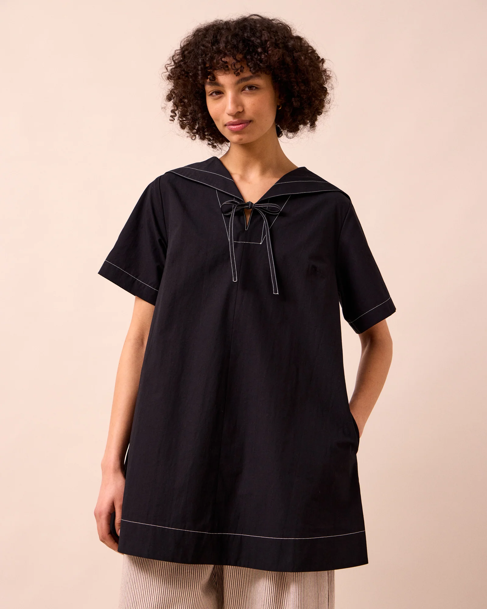 Sylvia Black Cotton Dress - Image 3