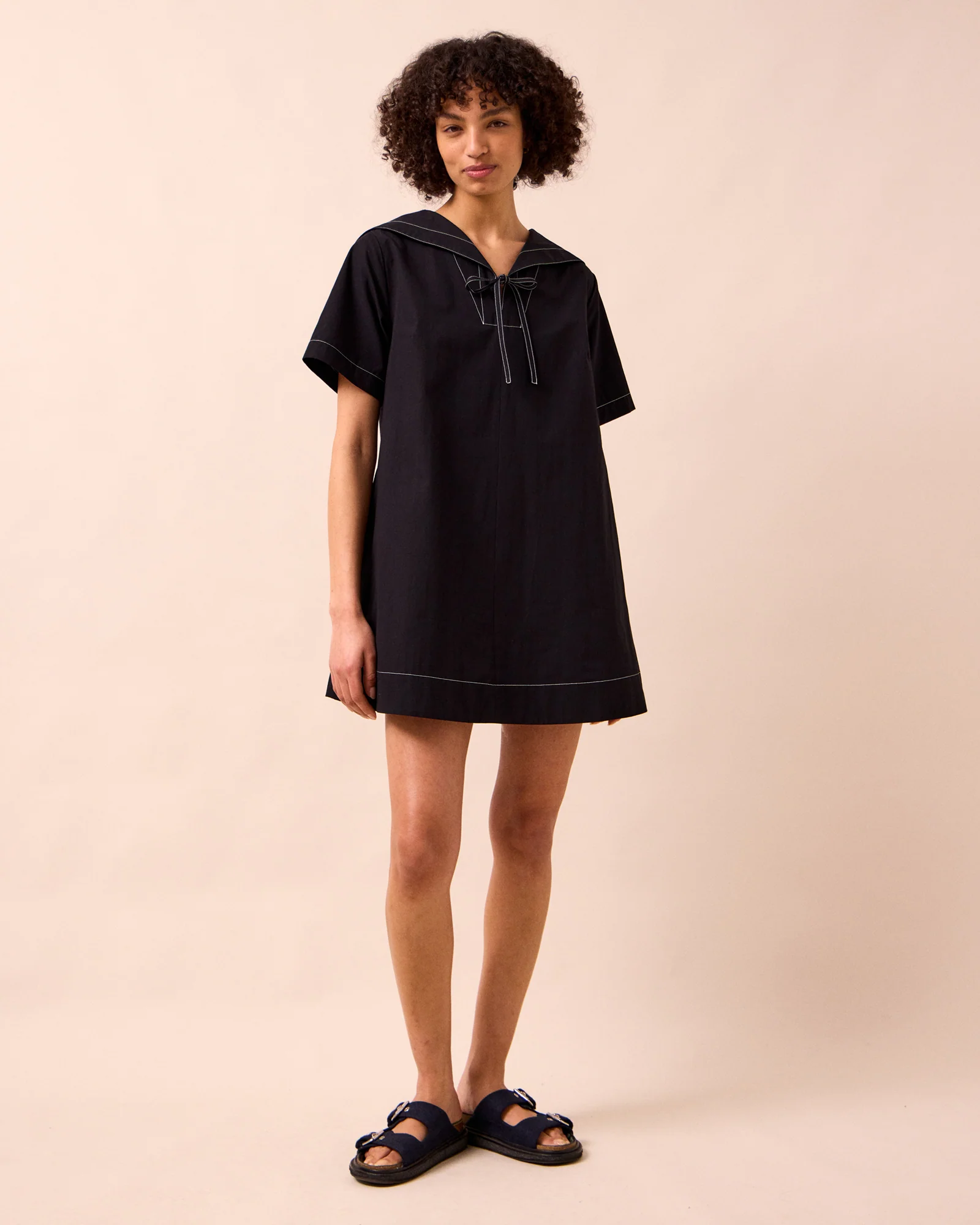 Sylvia Black Cotton Dress - Image 4