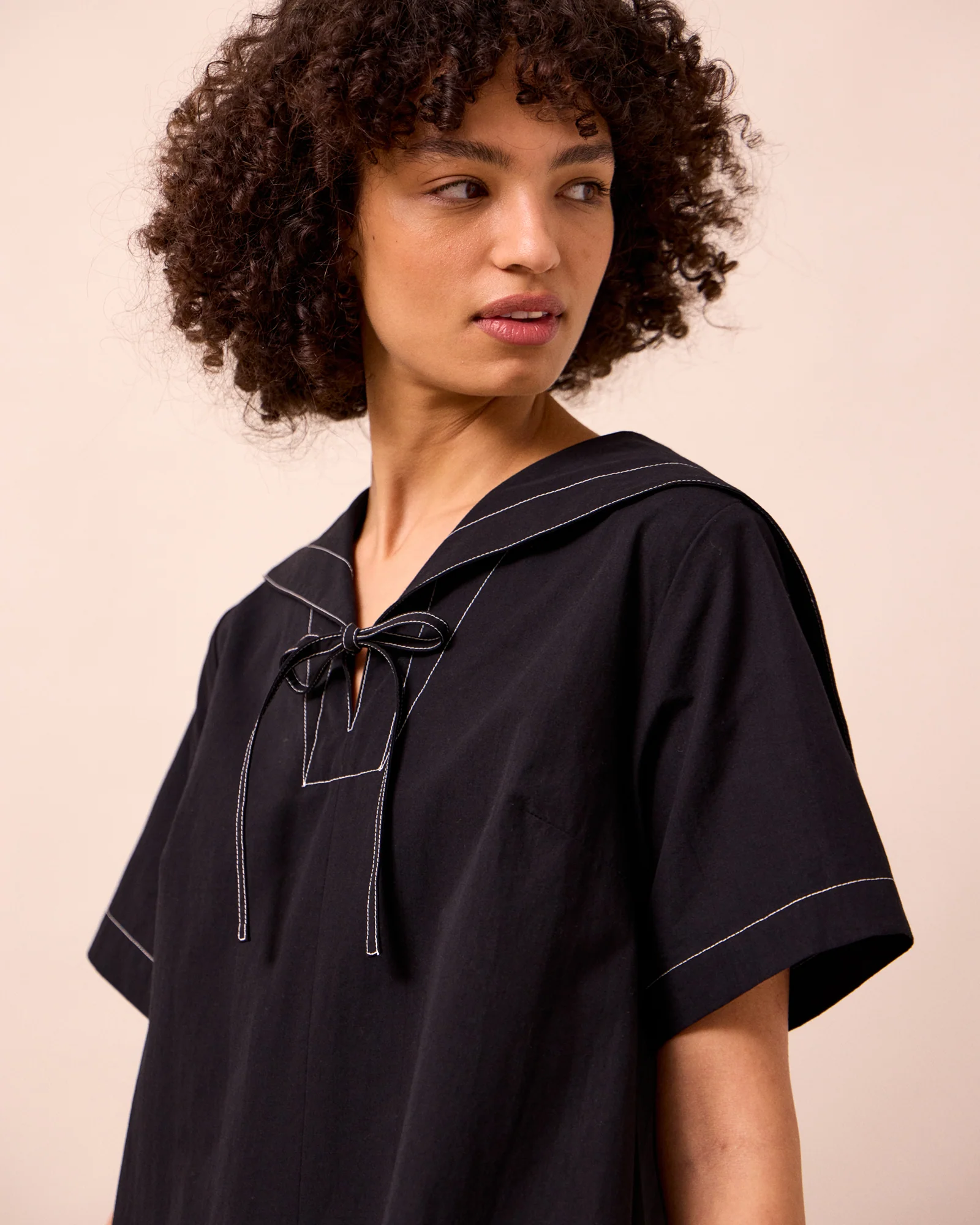 Sylvia Black Cotton Dress - Image 5