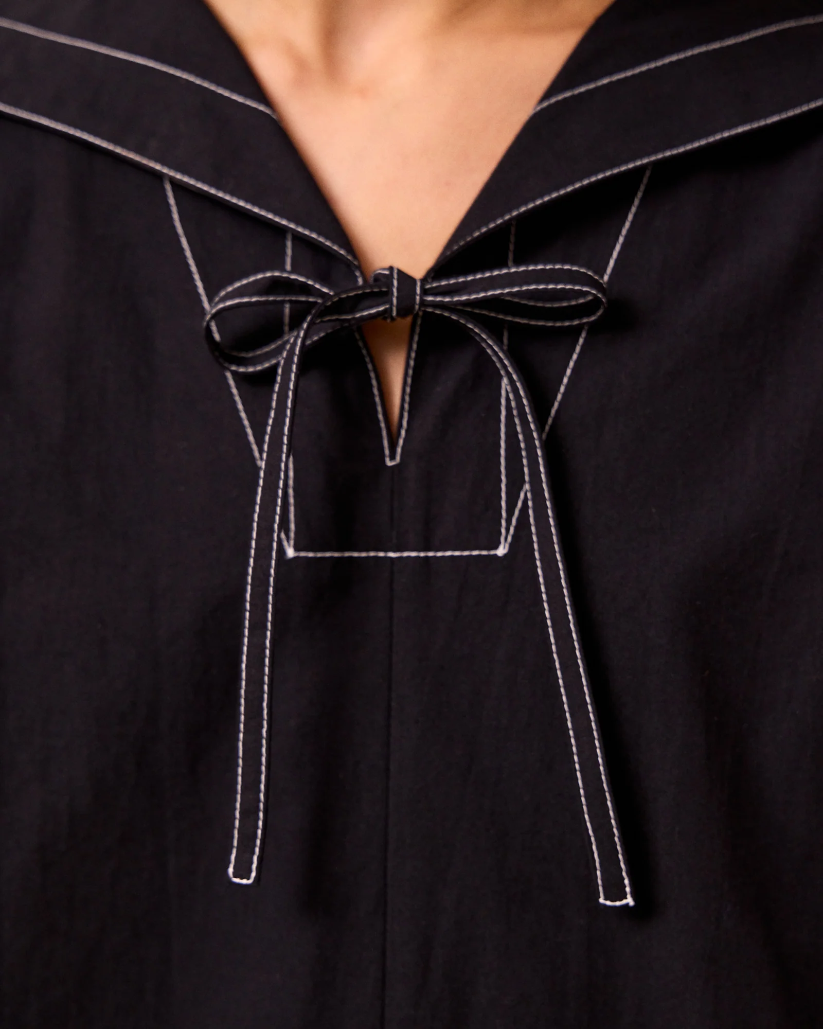 Sylvia Black Cotton Dress - Image 6