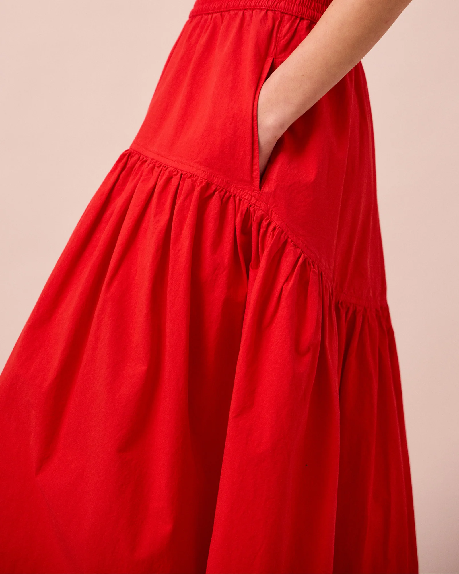 Talia Chilli Red Laundered Cotton Skirt - Image 6