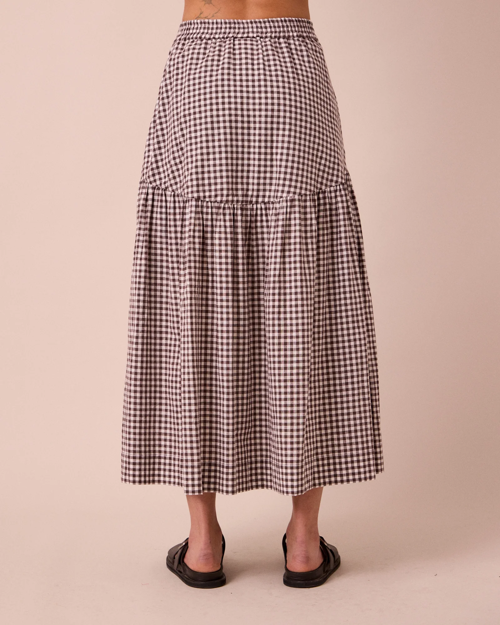 Talia Ganache Gingham Cotton Linen Skirt - Image 4