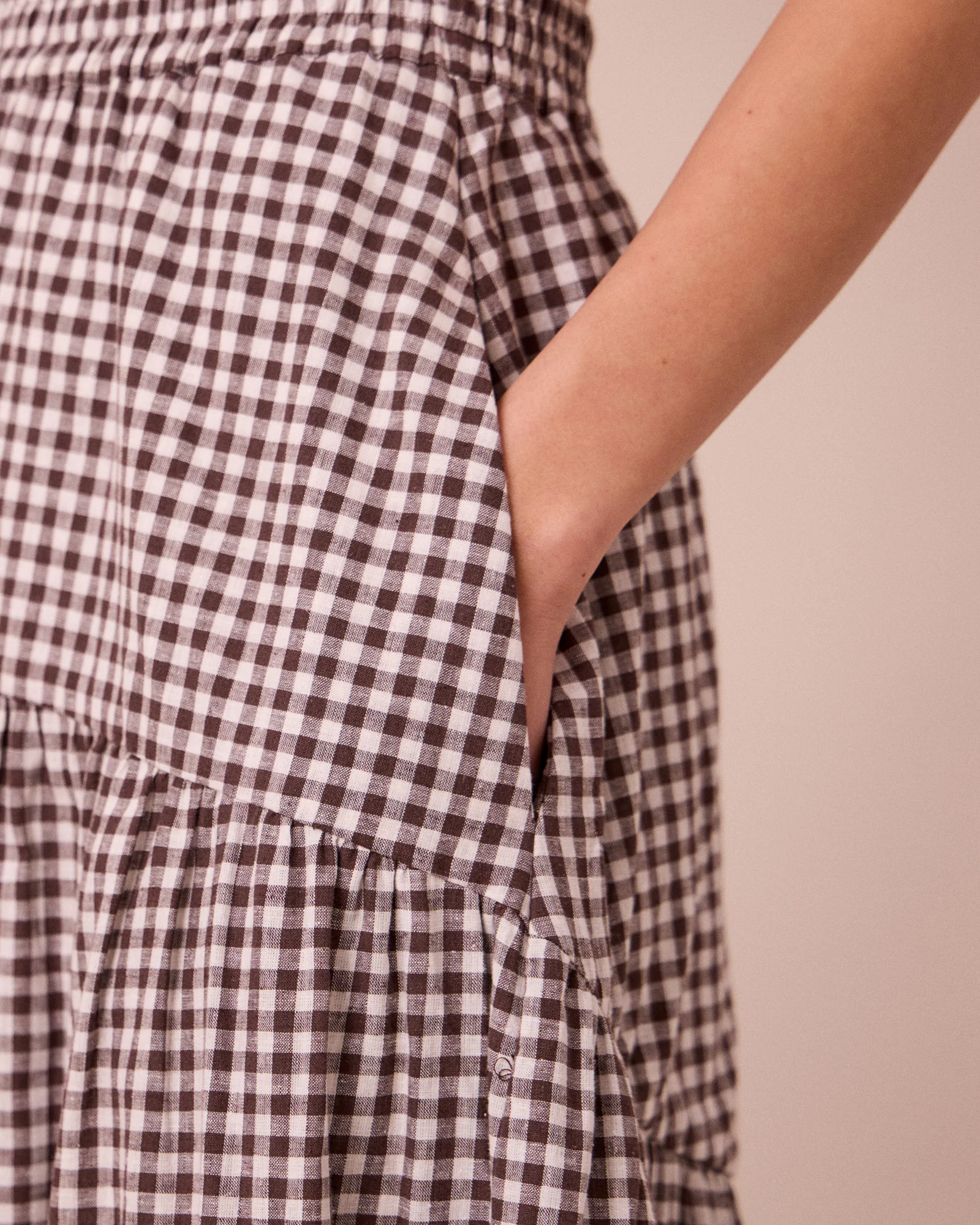 Talia Ganache Gingham Cotton Linen Skirt - Image 5