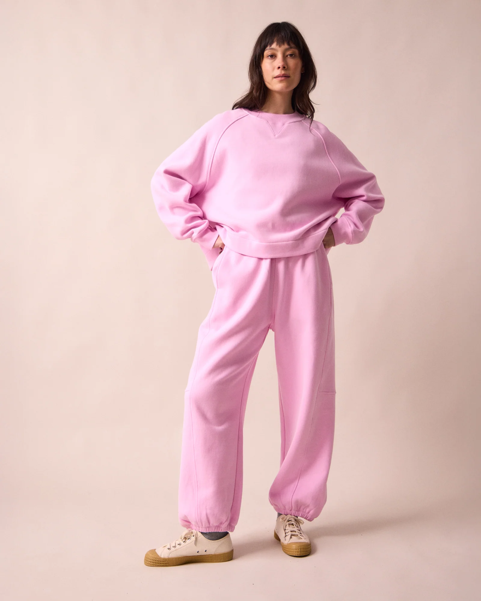 Tegan Orchid Pink Fleeceback Jersey Trousers - Image 2