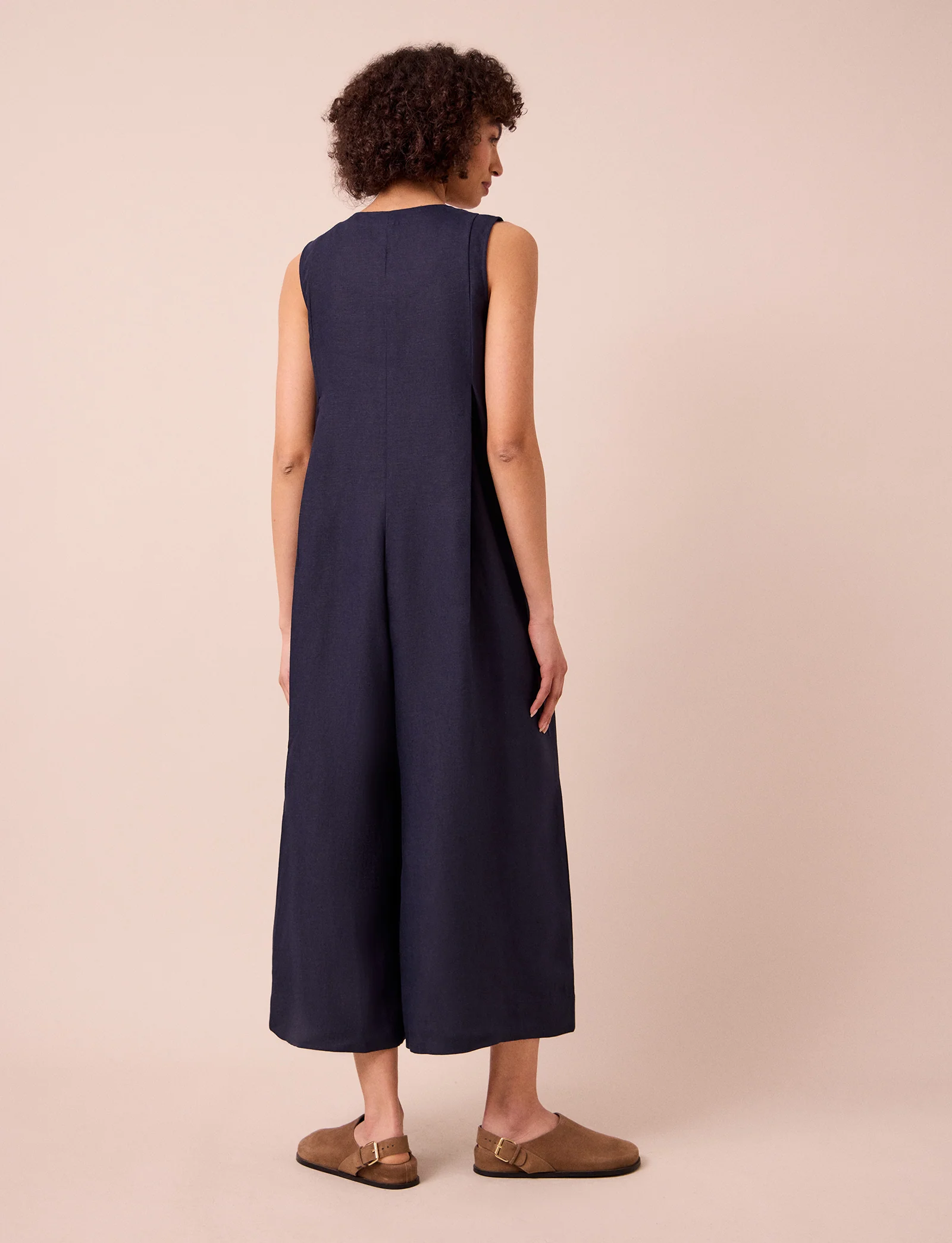 Tula Navy Linen Jumpsuit - Image 3