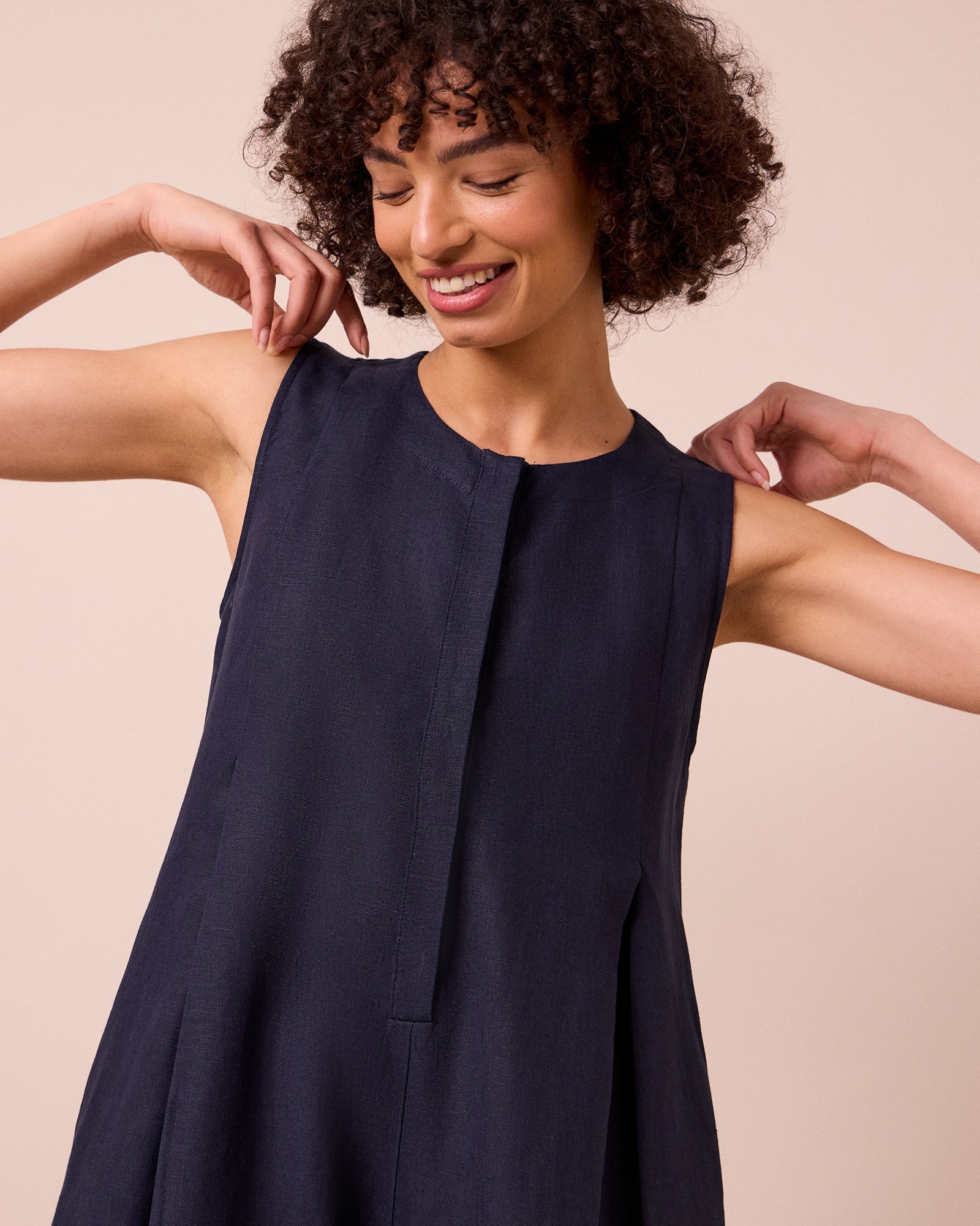 Tula Navy Linen Jumpsuit - Image 4