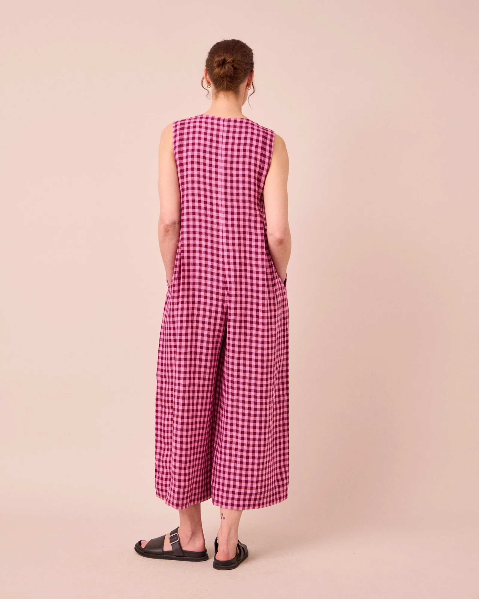 Tula Summer Berry Gingham Linen Jumpsuit - Image 4