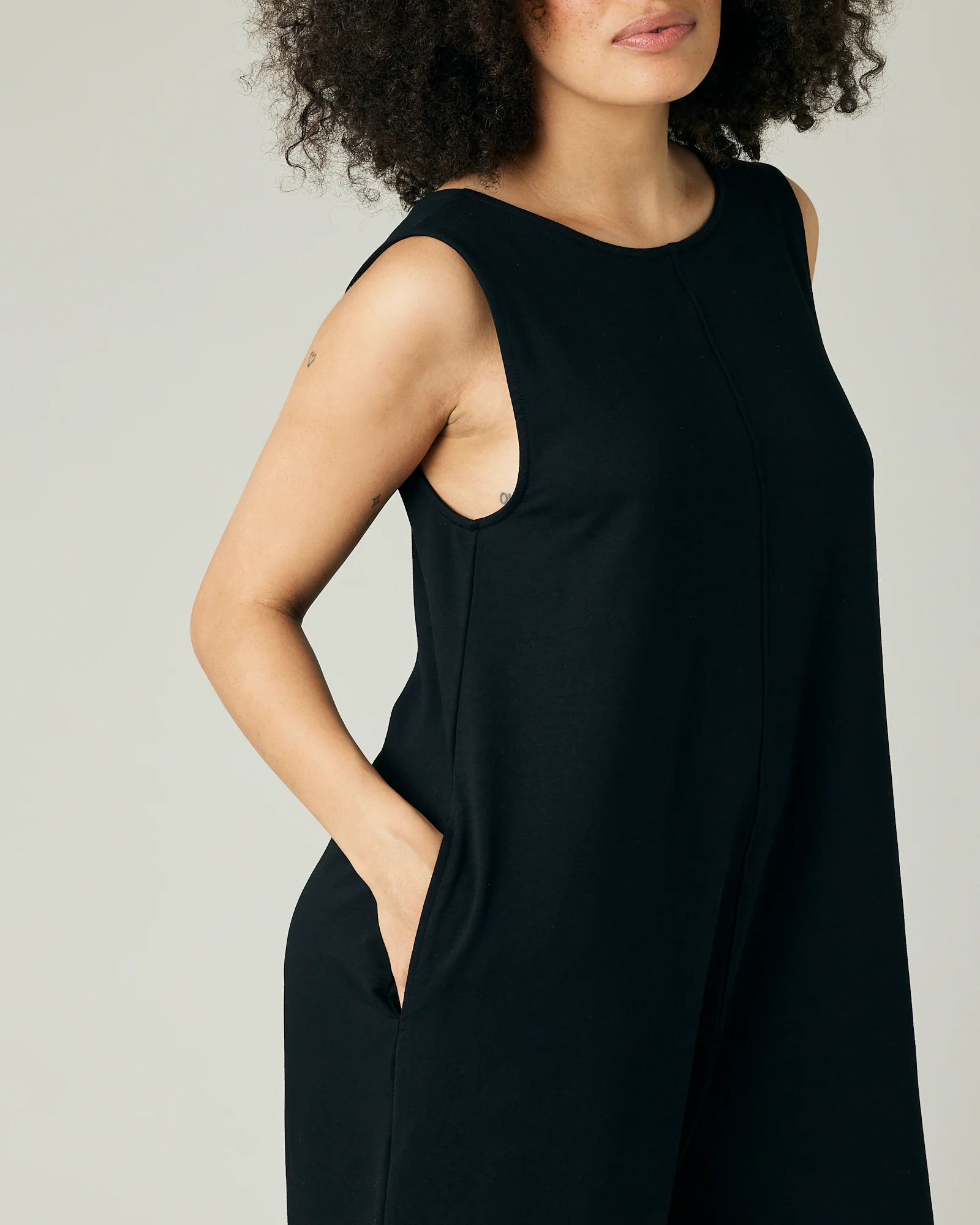 Vivienne Black Cotton Jersey Jumpsuit - Image 12