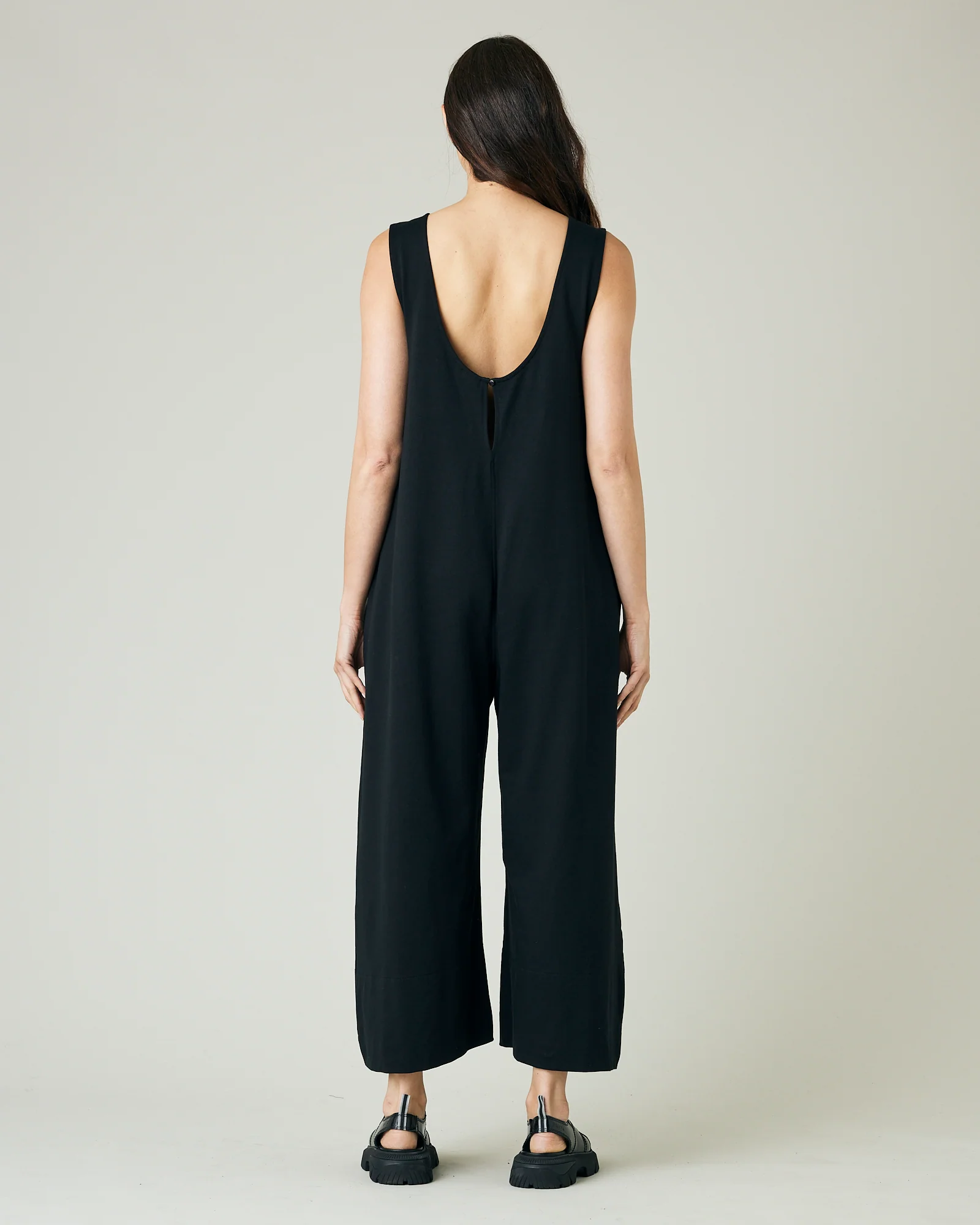 Vivienne Black Cotton Jersey Jumpsuit - Image 3