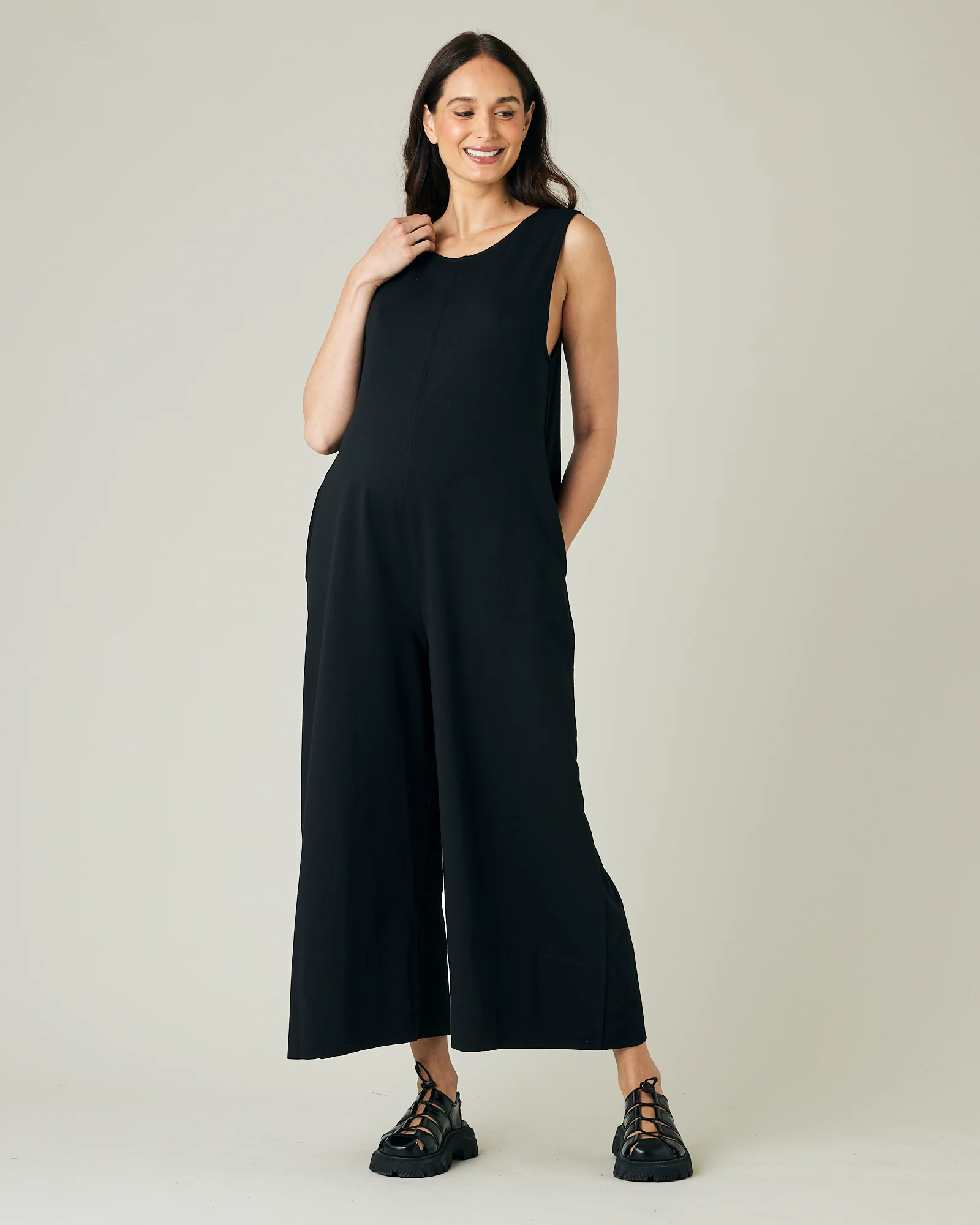 Vivienne Black Cotton Jersey Jumpsuit - Image 5