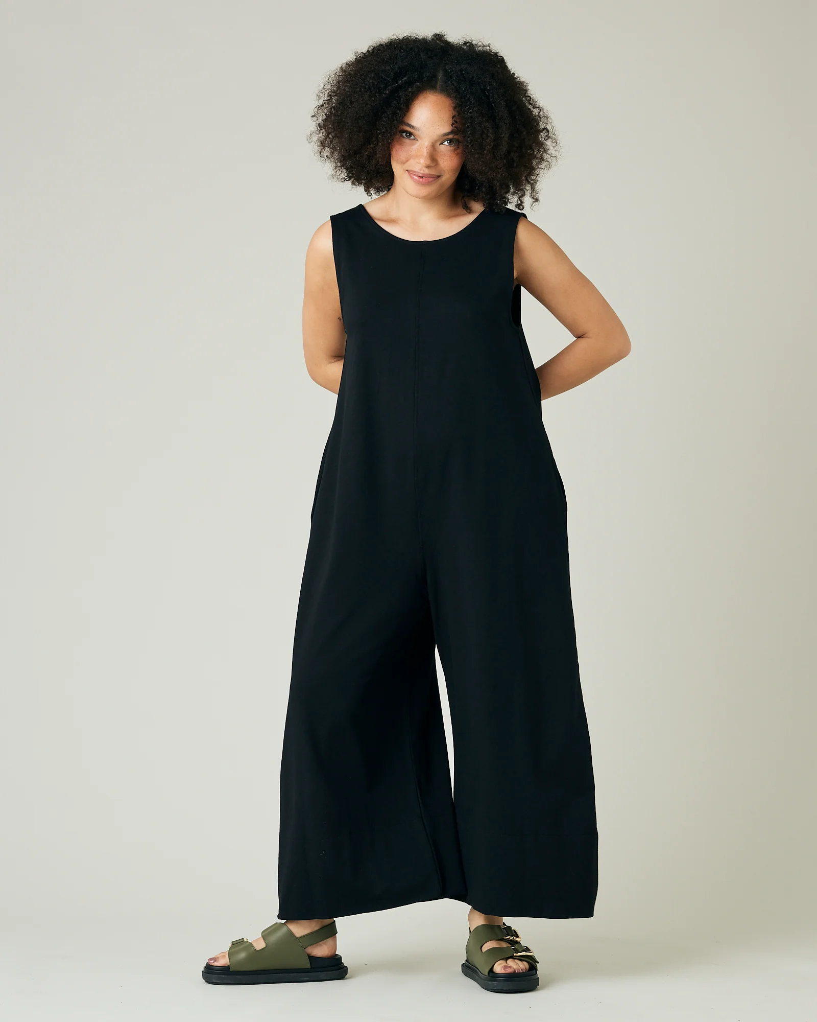 Vivienne Black Cotton Jersey Jumpsuit - Image 9