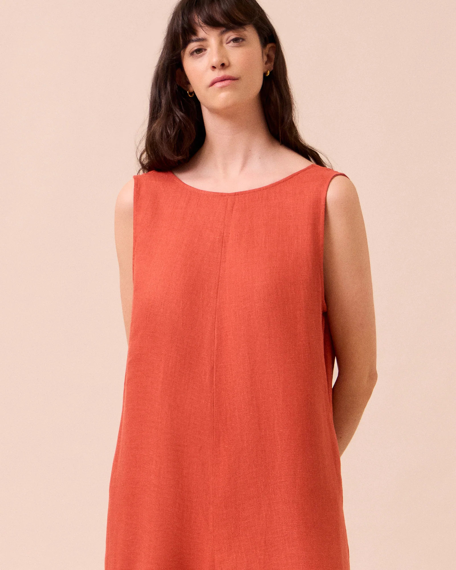 Vivienne Burnt Orange Linen Jumpsuit - Image 3