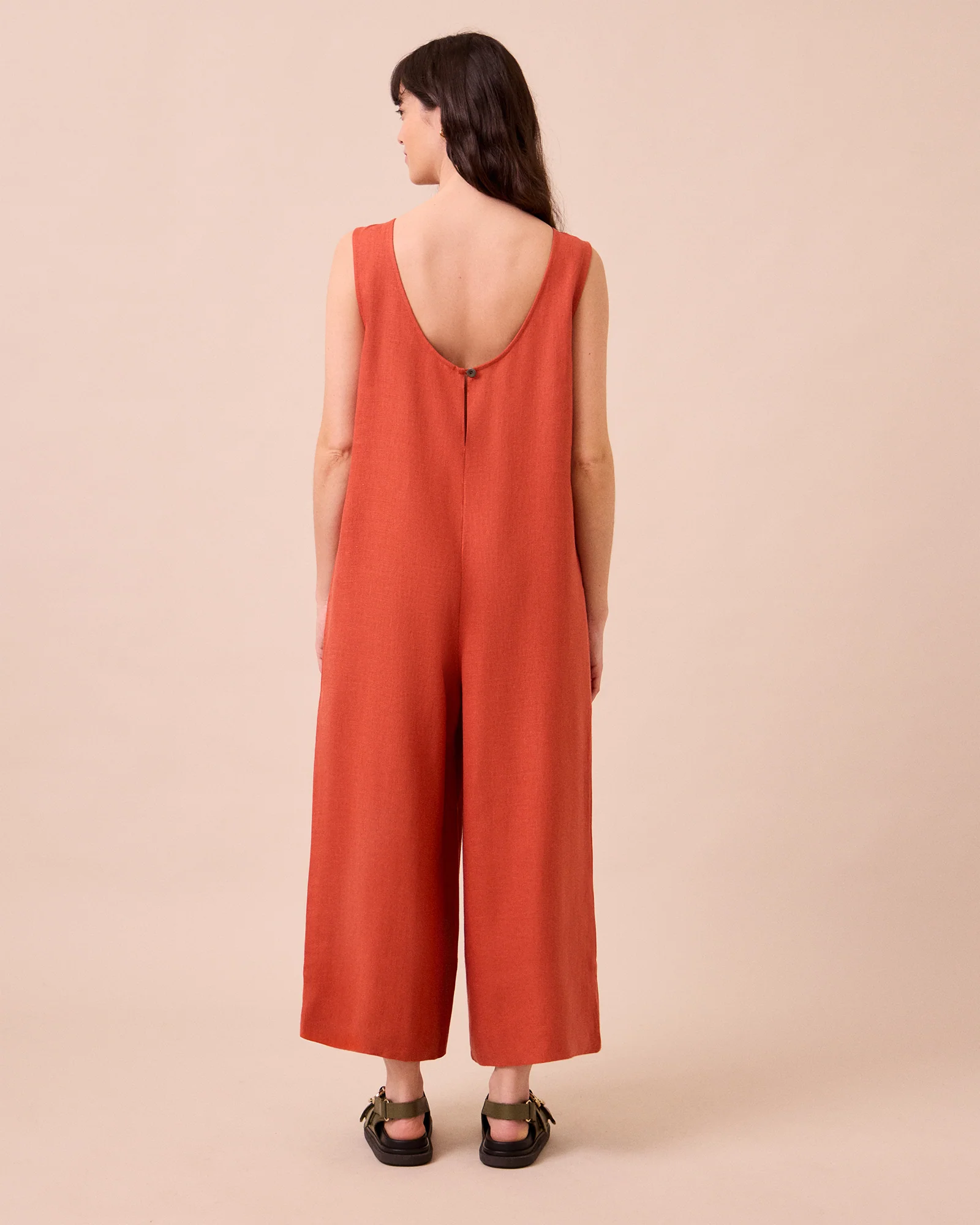 Vivienne Burnt Orange Linen Jumpsuit - Image 4