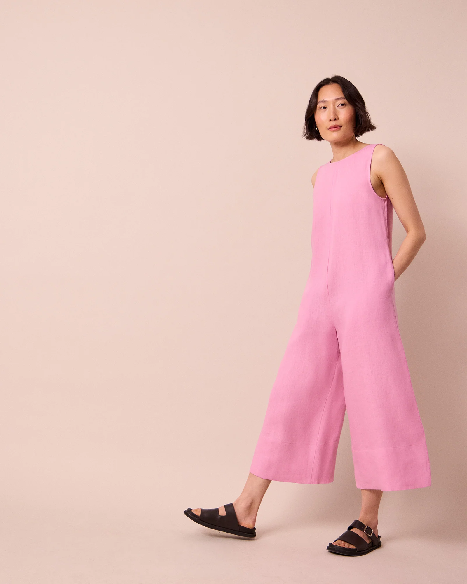 Vivienne Rose Pink Linen Jumpsuit - Image 3