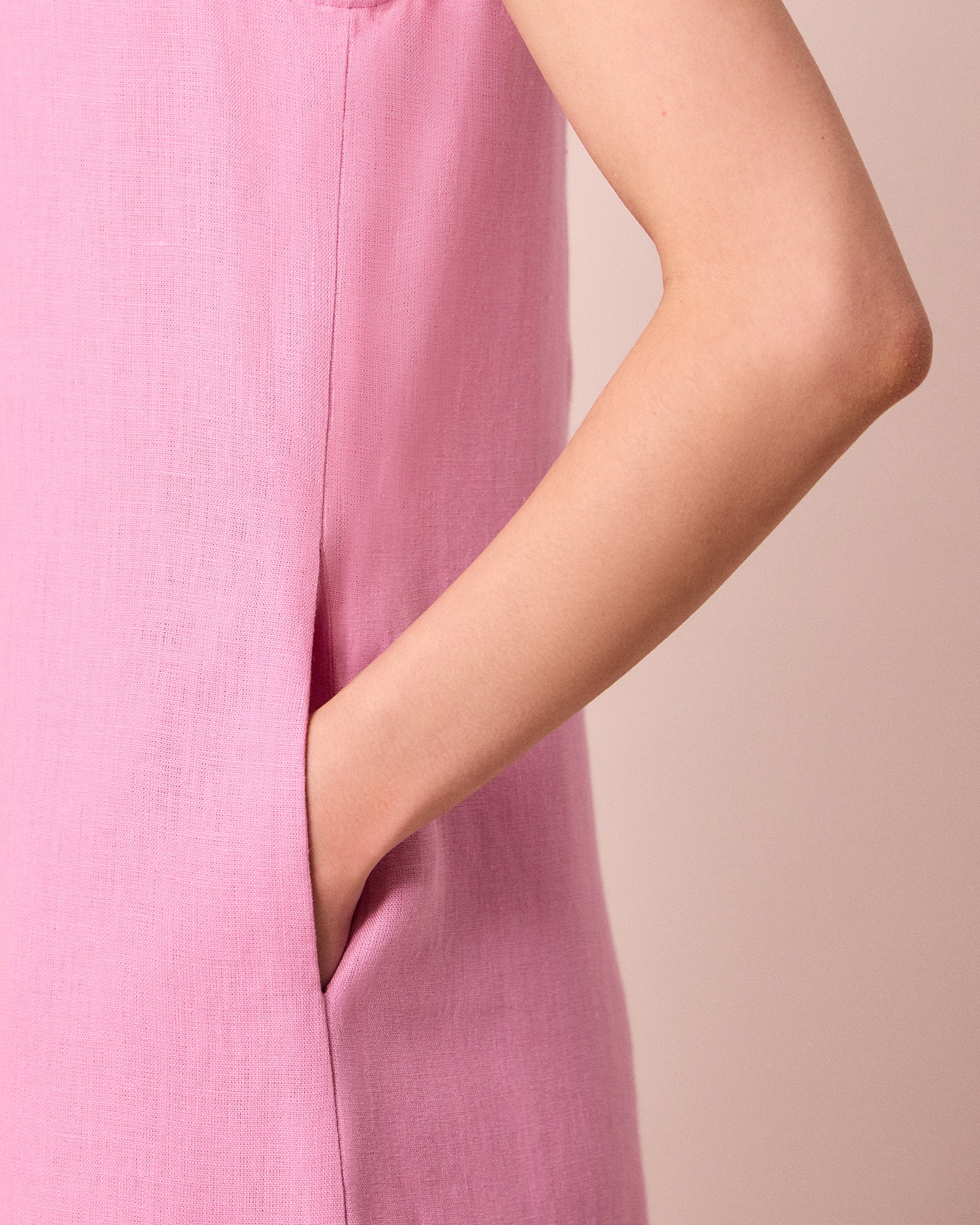 Vivienne Rose Pink Linen Jumpsuit - Image 4